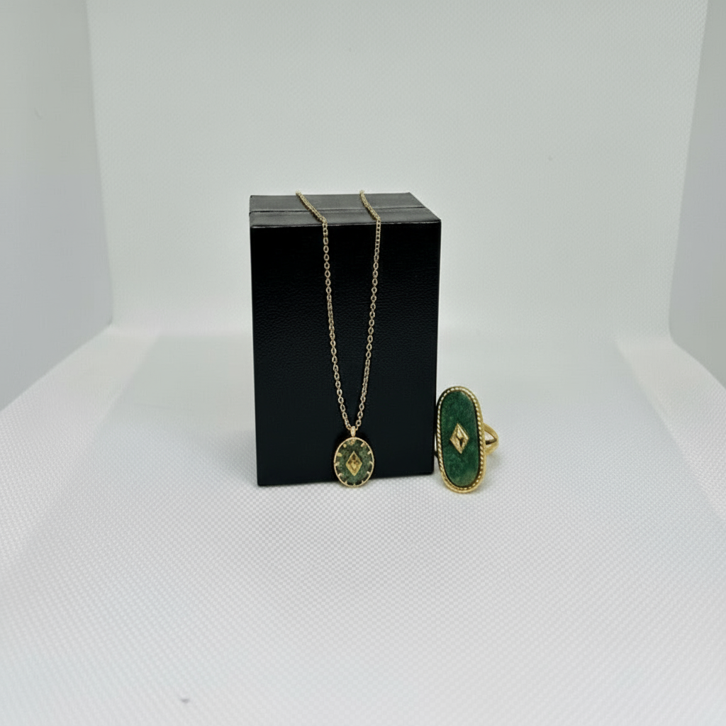 Crown set ring and necklace