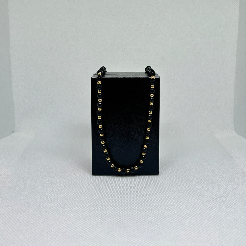 Black and Gold Bead Necklace