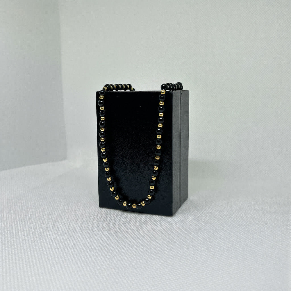 Black and Gold Bead Necklace