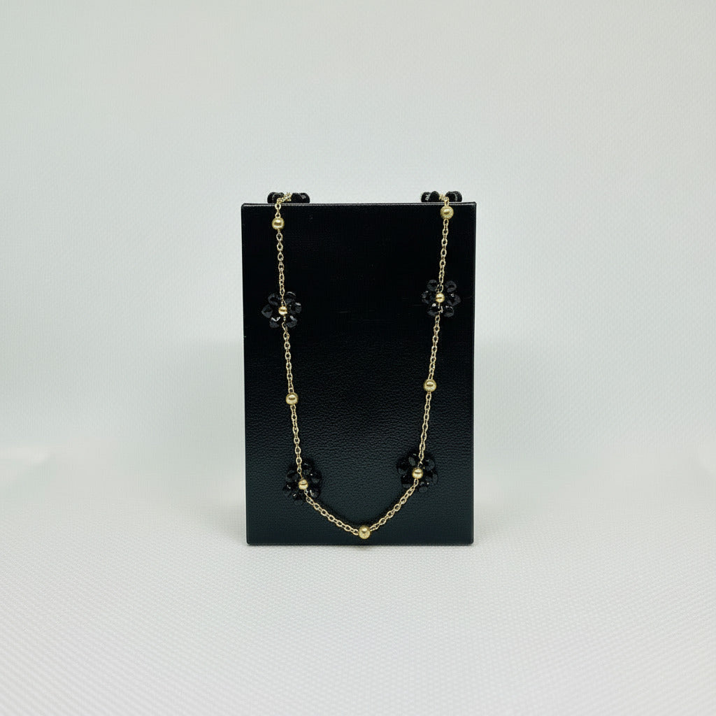 Black Flower Cluster Necklaces