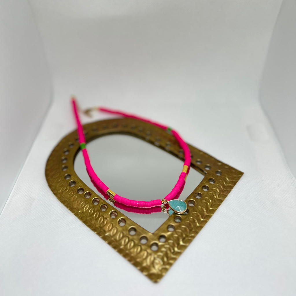Neon Pink Summer Stack Necklace