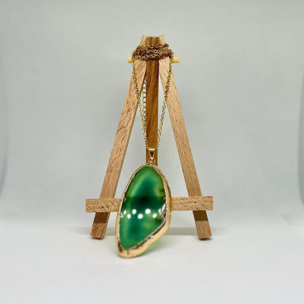 Raw Elegance Green Agate Slice Necklace