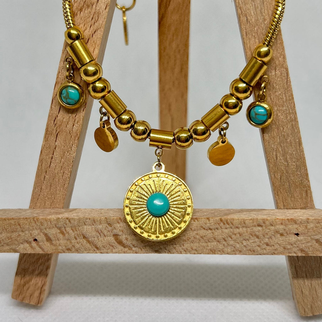 The Boho Rhapsody Turquoise Medallion Necklace