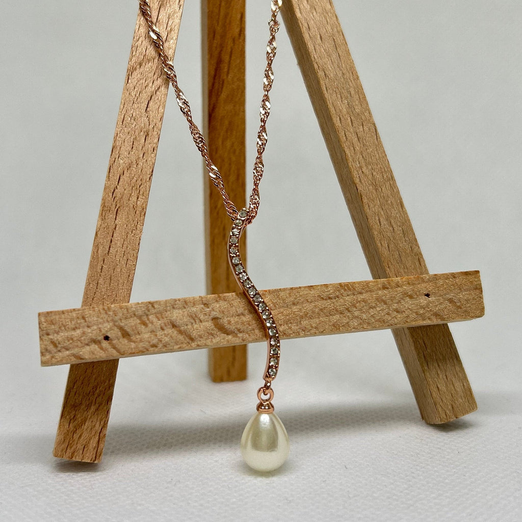 The Crystal Cascade Pearl Drop Necklace