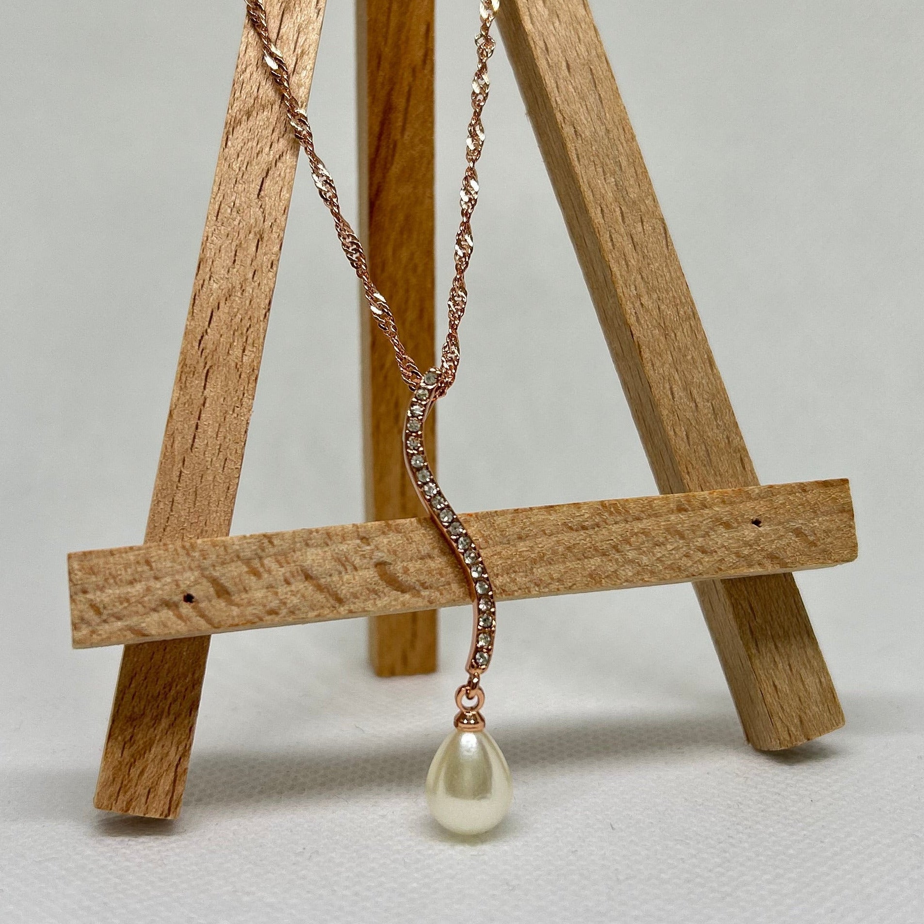 The Crystal Cascade Pearl Drop Necklace