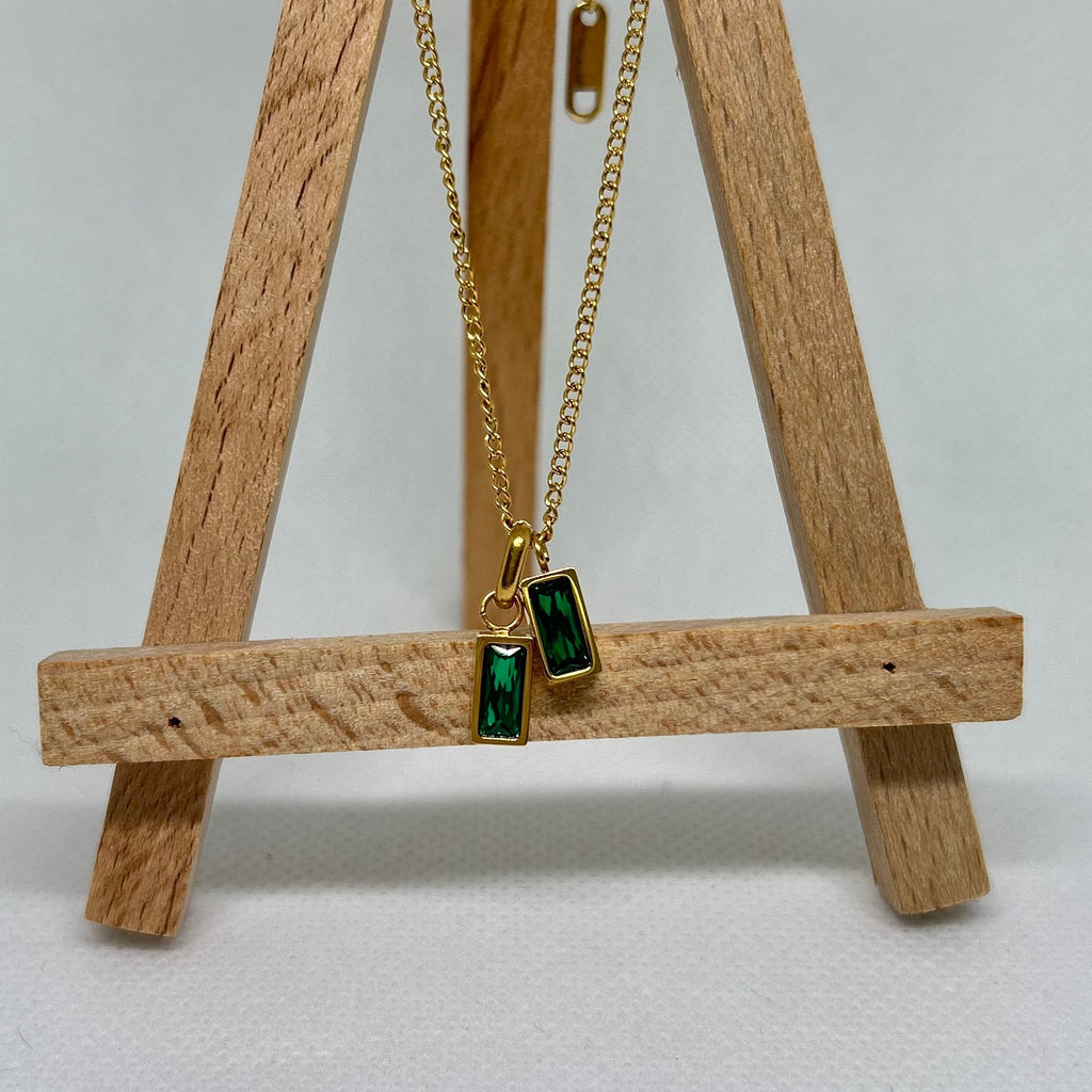 The Modern Emerald Double Drop Necklace