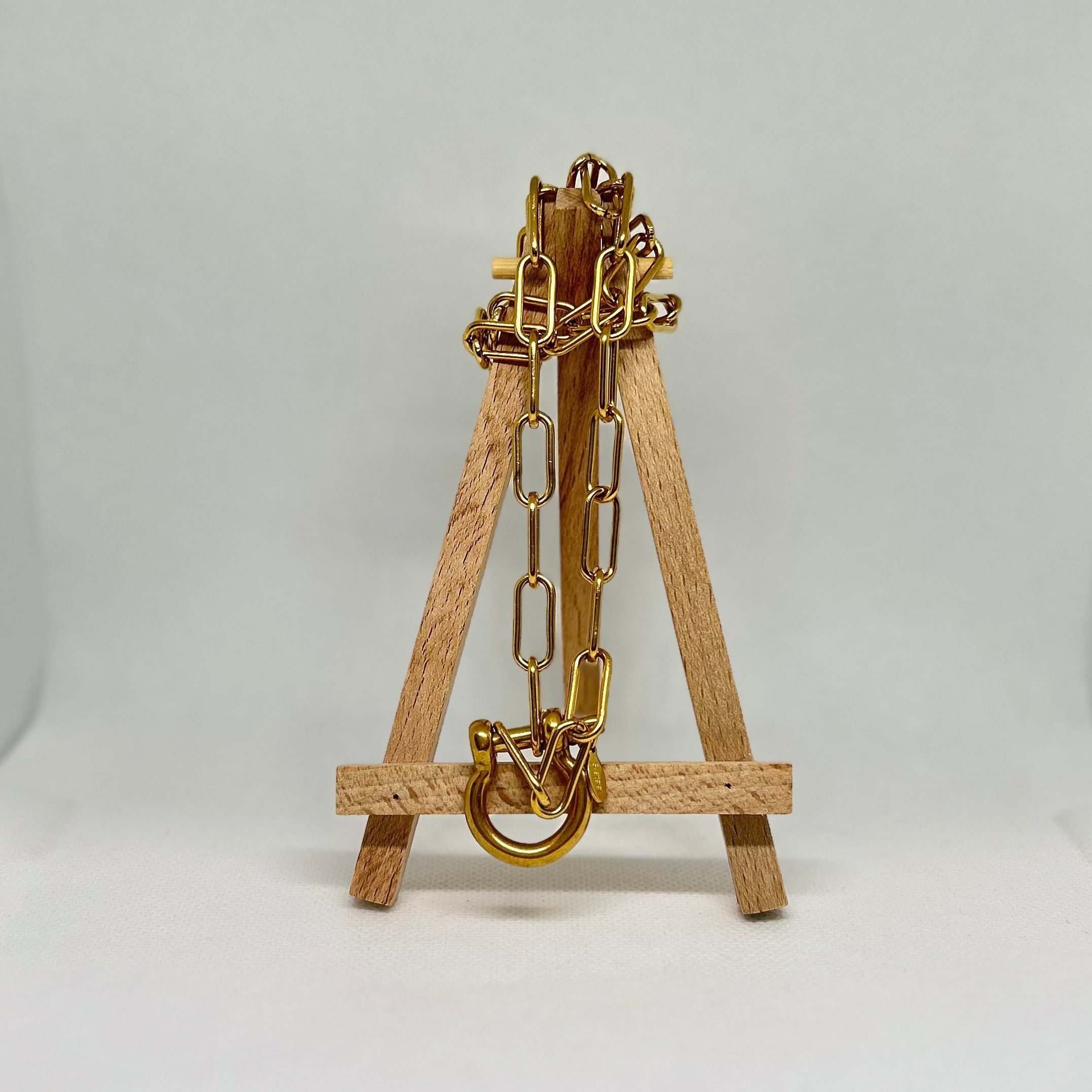 Statement Screw Horse Shoe Bold Paperclip Link Necklace