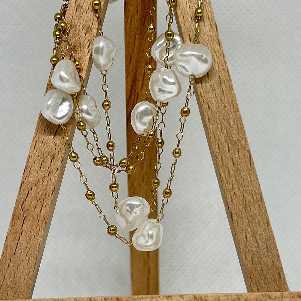Layered Baroque Pearl & Satellite Chain Necklace