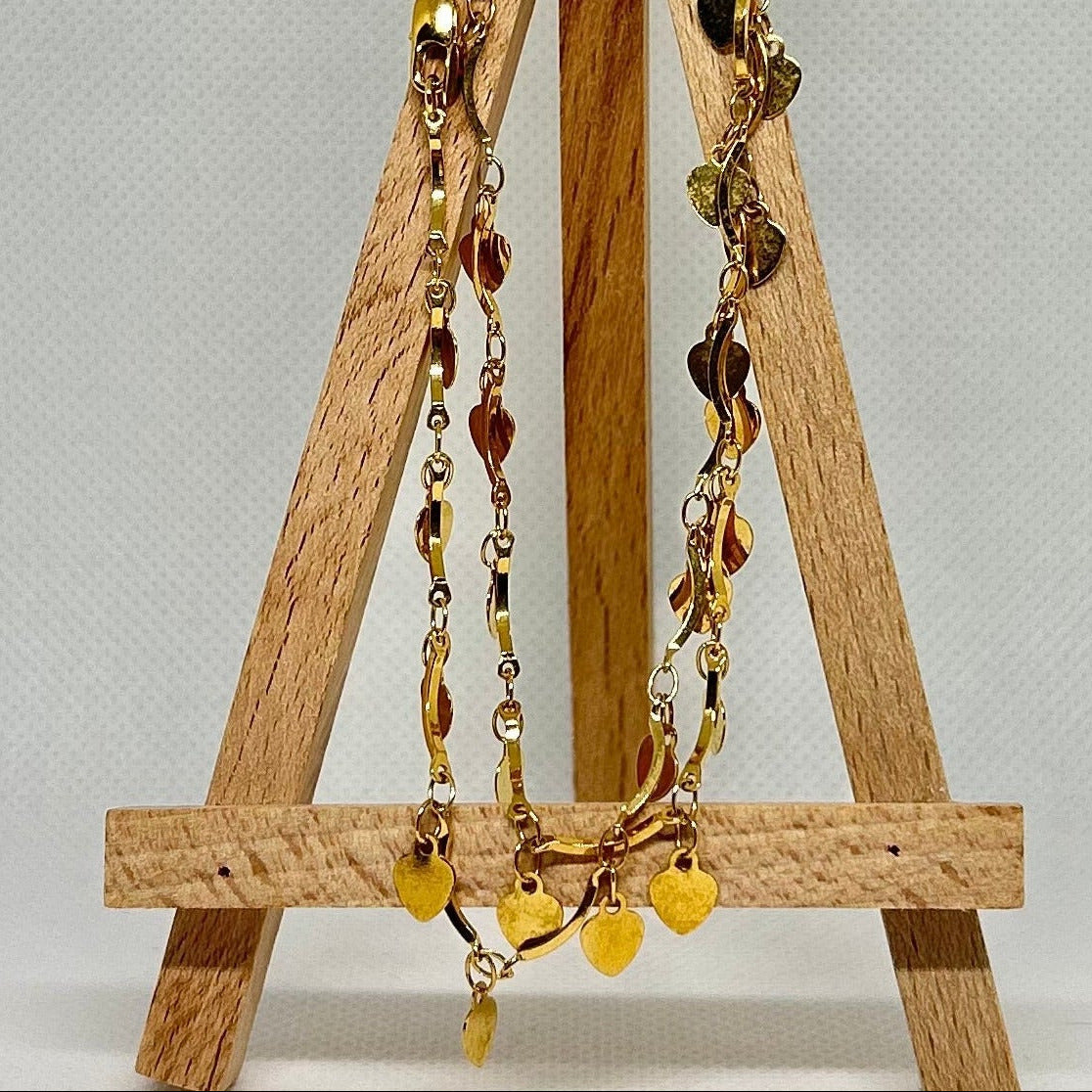 Layered Beaded & Disc Charm Necklace