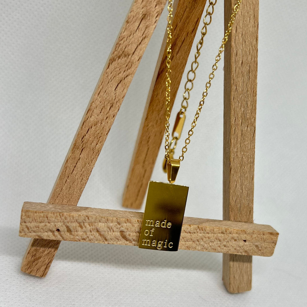 Motivational Gold Tone Pendant Necklace 'Made of Magic'