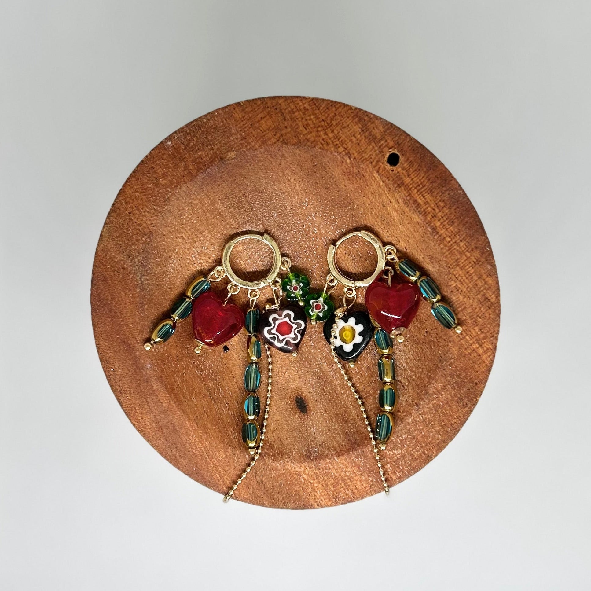 Whimsical Heart Charm Huggie Earrings