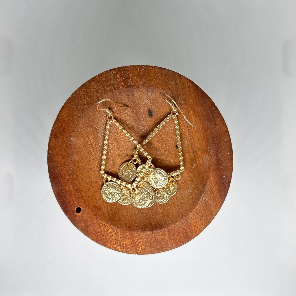 Bohemian Coin Cluster Drop Earrings