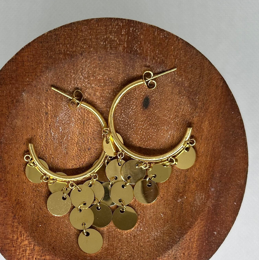 Dainty Coin Cluster Half-Hoop Earrings