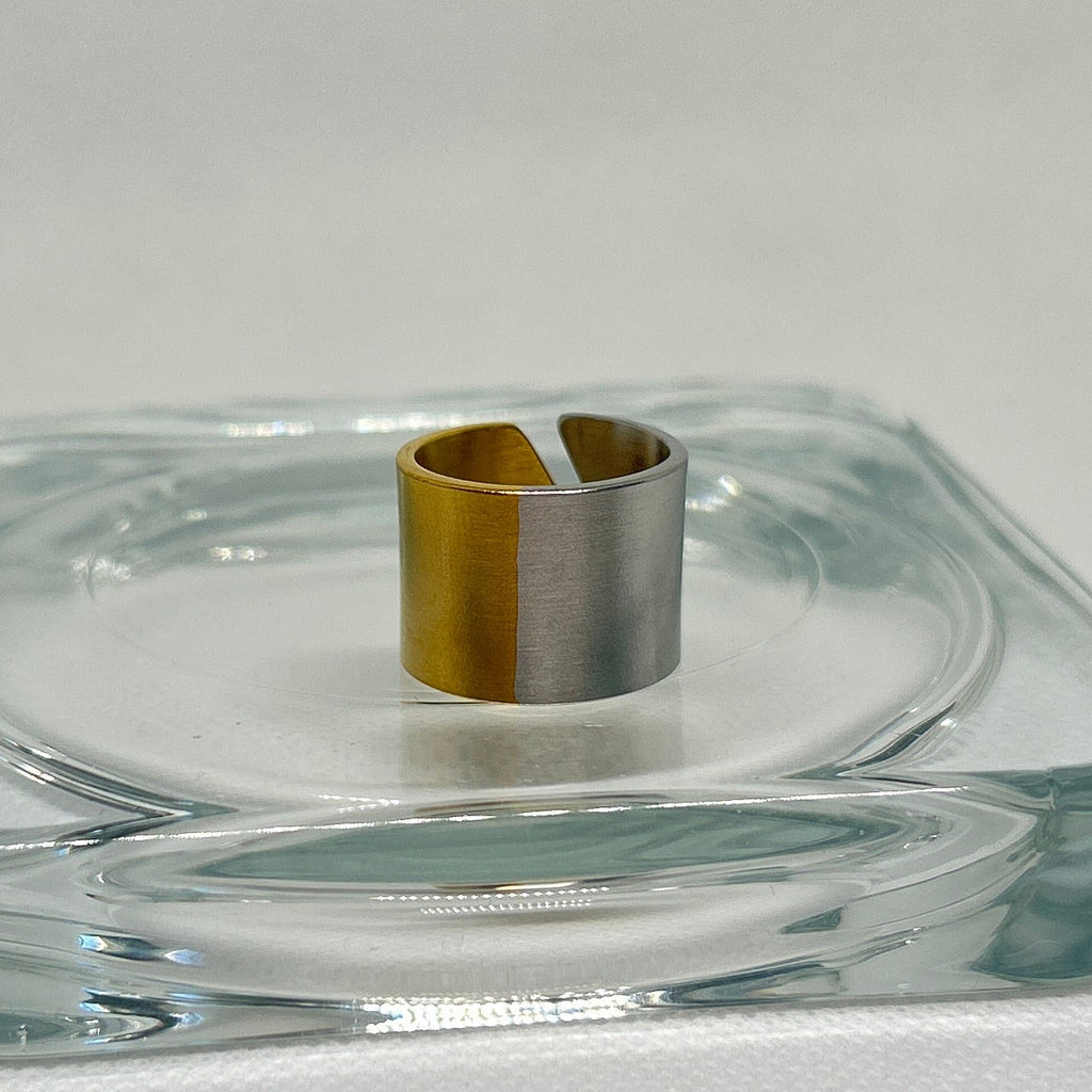 Modern Two Tone Geometric Ring