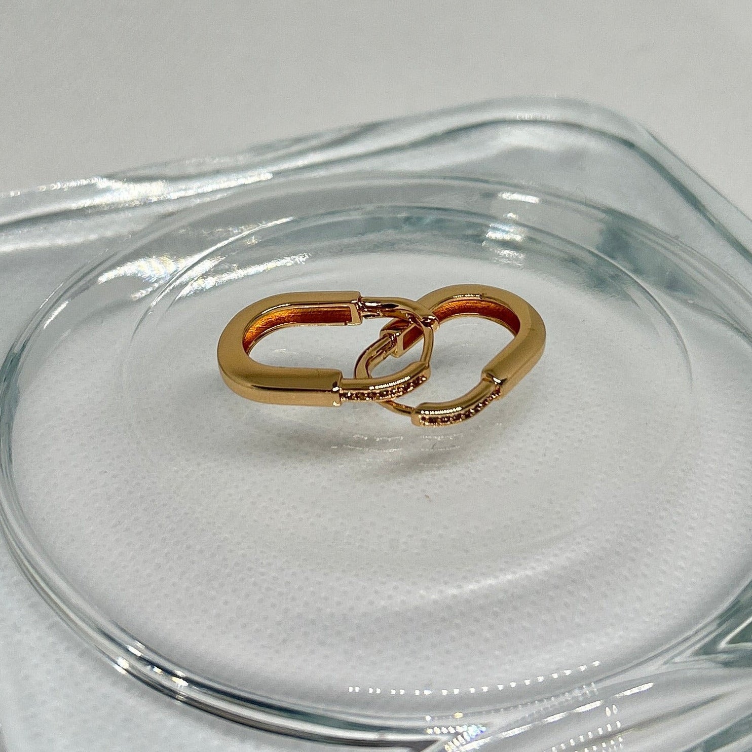 Gold Pave Link Oval Hoop Earrings