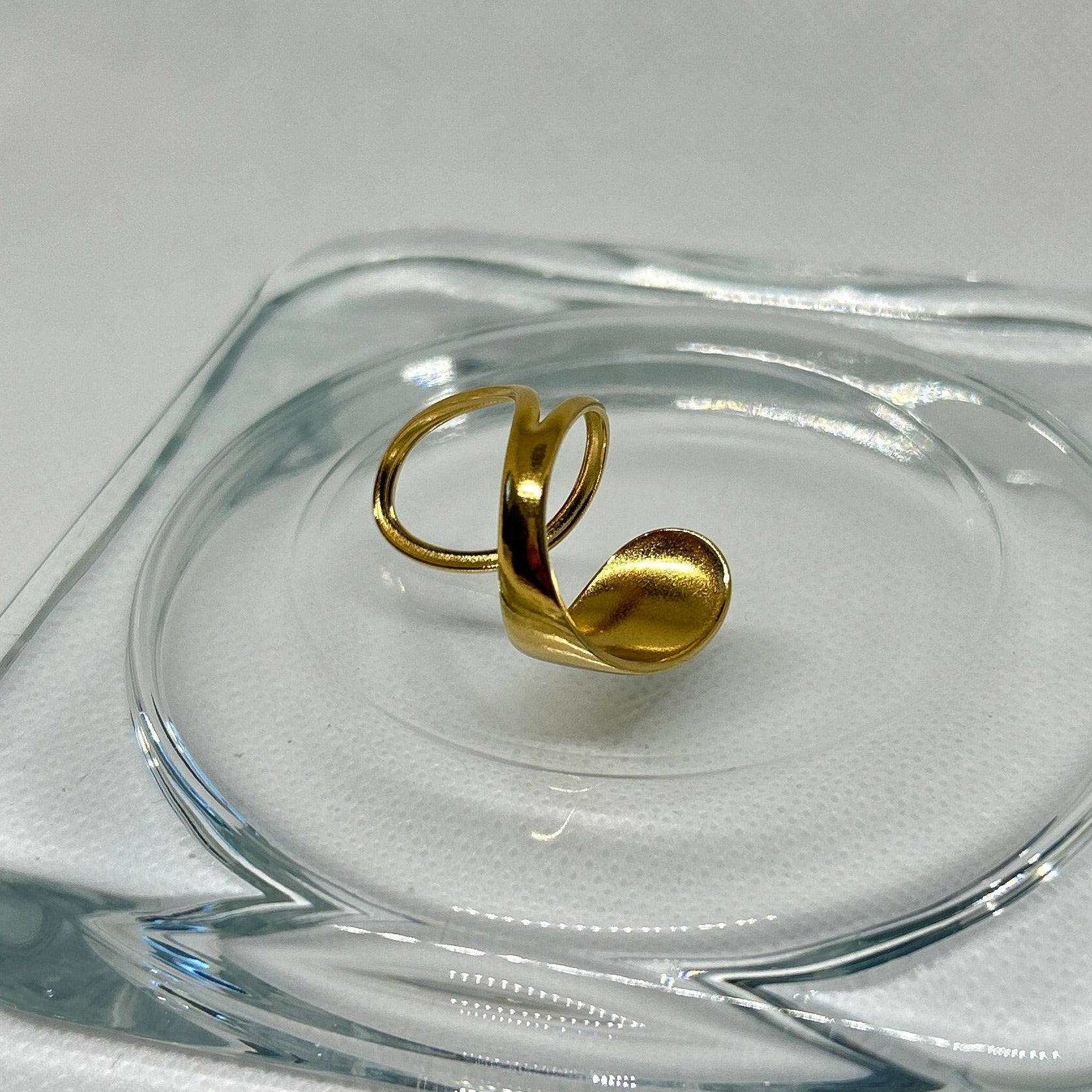 Sculptural Wave Open Ring