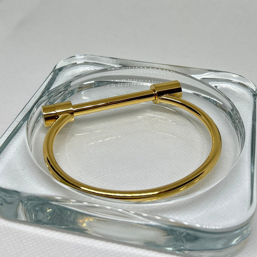 Gold Stirrup Horsebit Cuff Bangle Bracelet