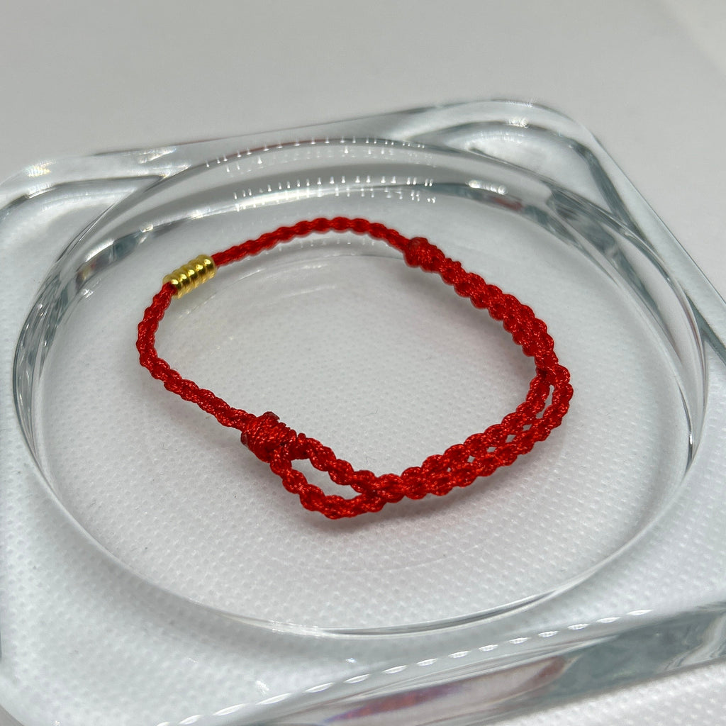 Red Braided Cord Gold Bead Lucky Protection Bracelet