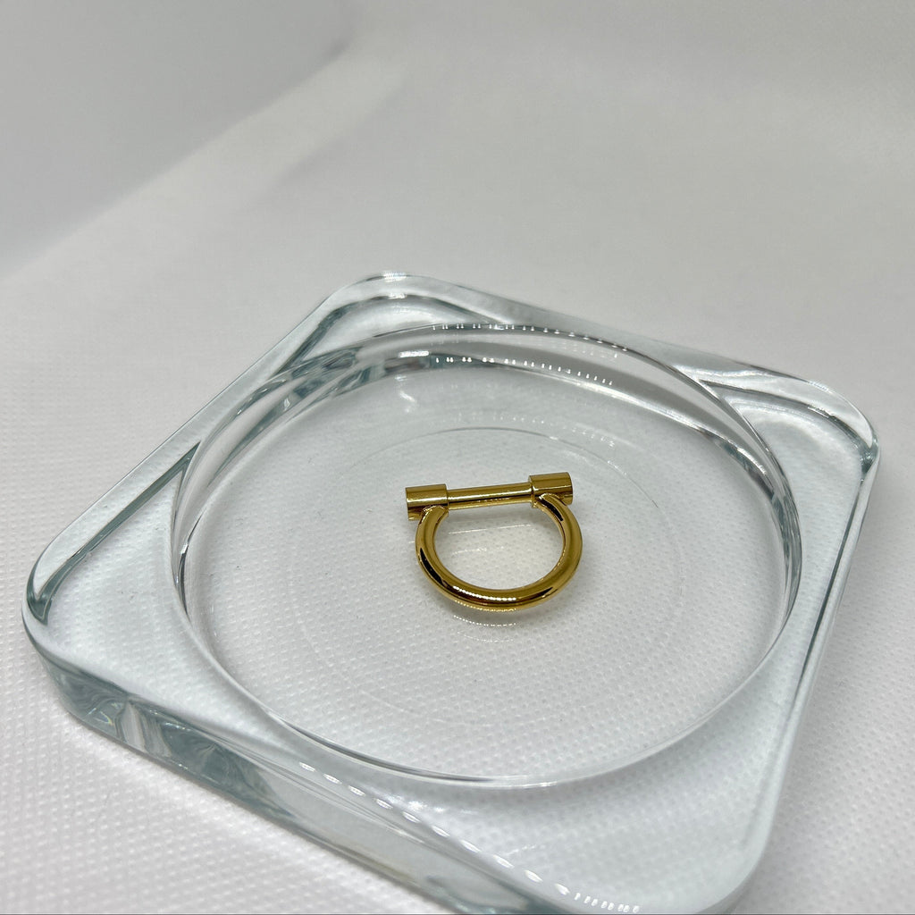 Gold Stirrup Horsebit Minimalist Ring
