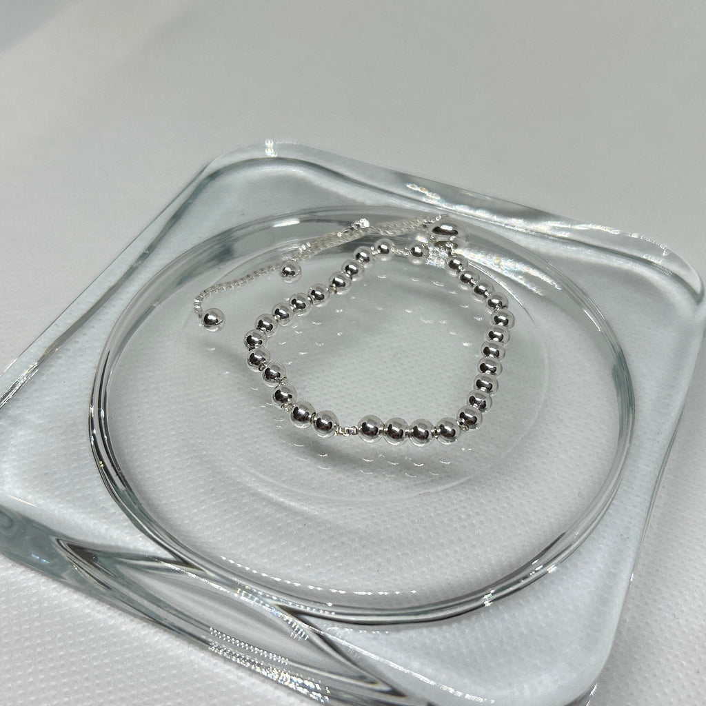 Silver Beaded Adjustable Bolo Bracelet