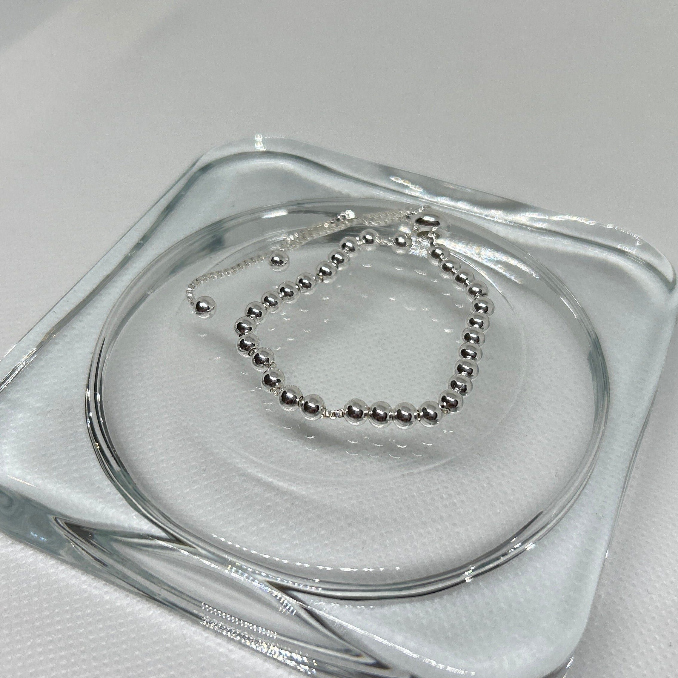 Silver Beaded Adjustable Bolo Bracelet
