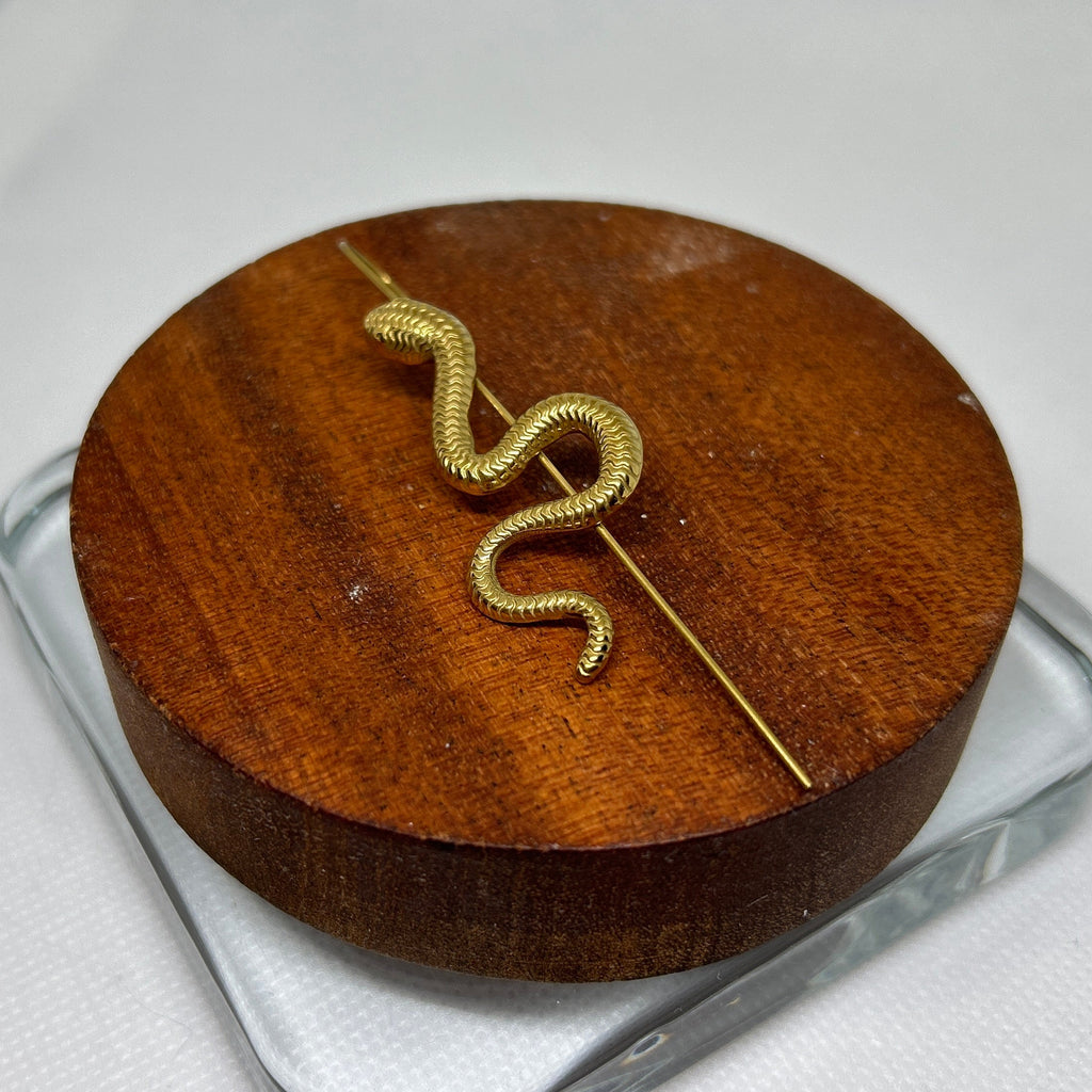 Gold Snake Serpent Piercing Threader Drop Earring