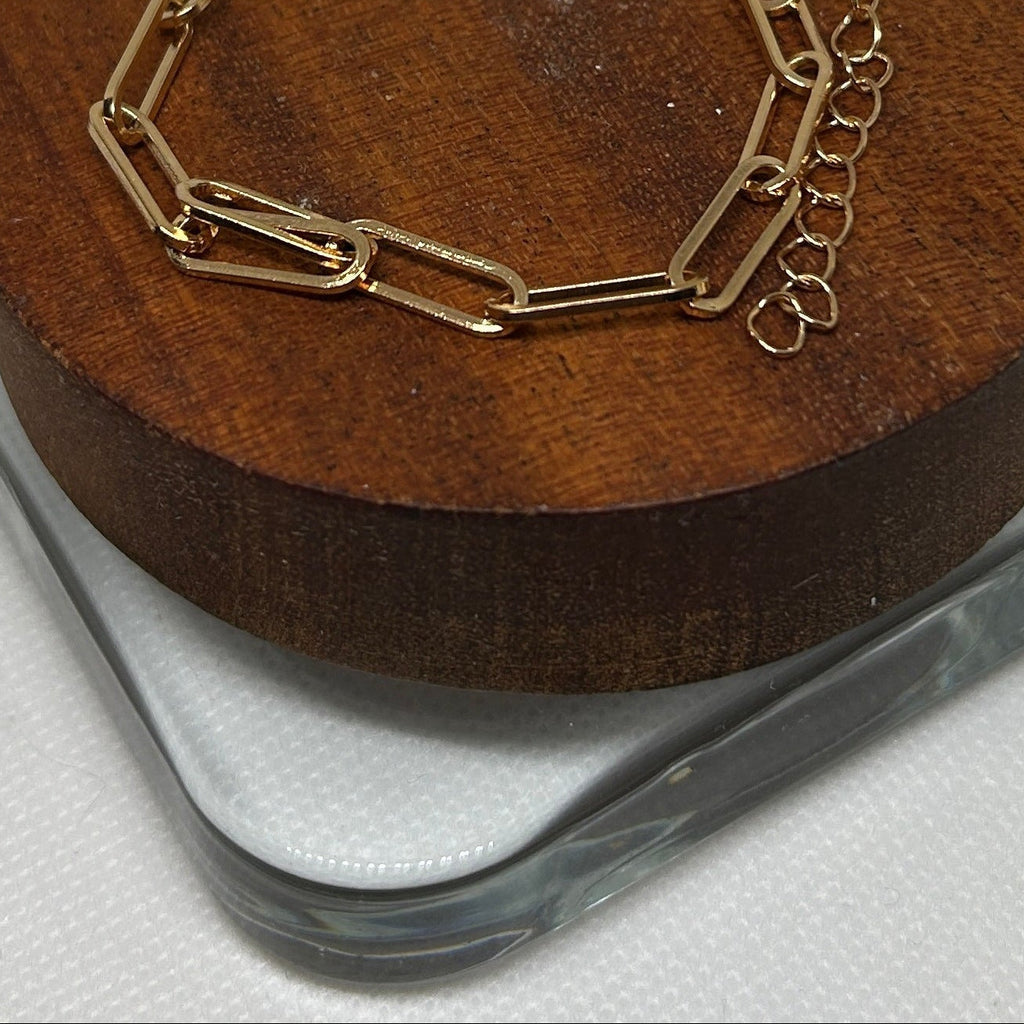 Gold Paperclip Chain Link Statement Bracelet