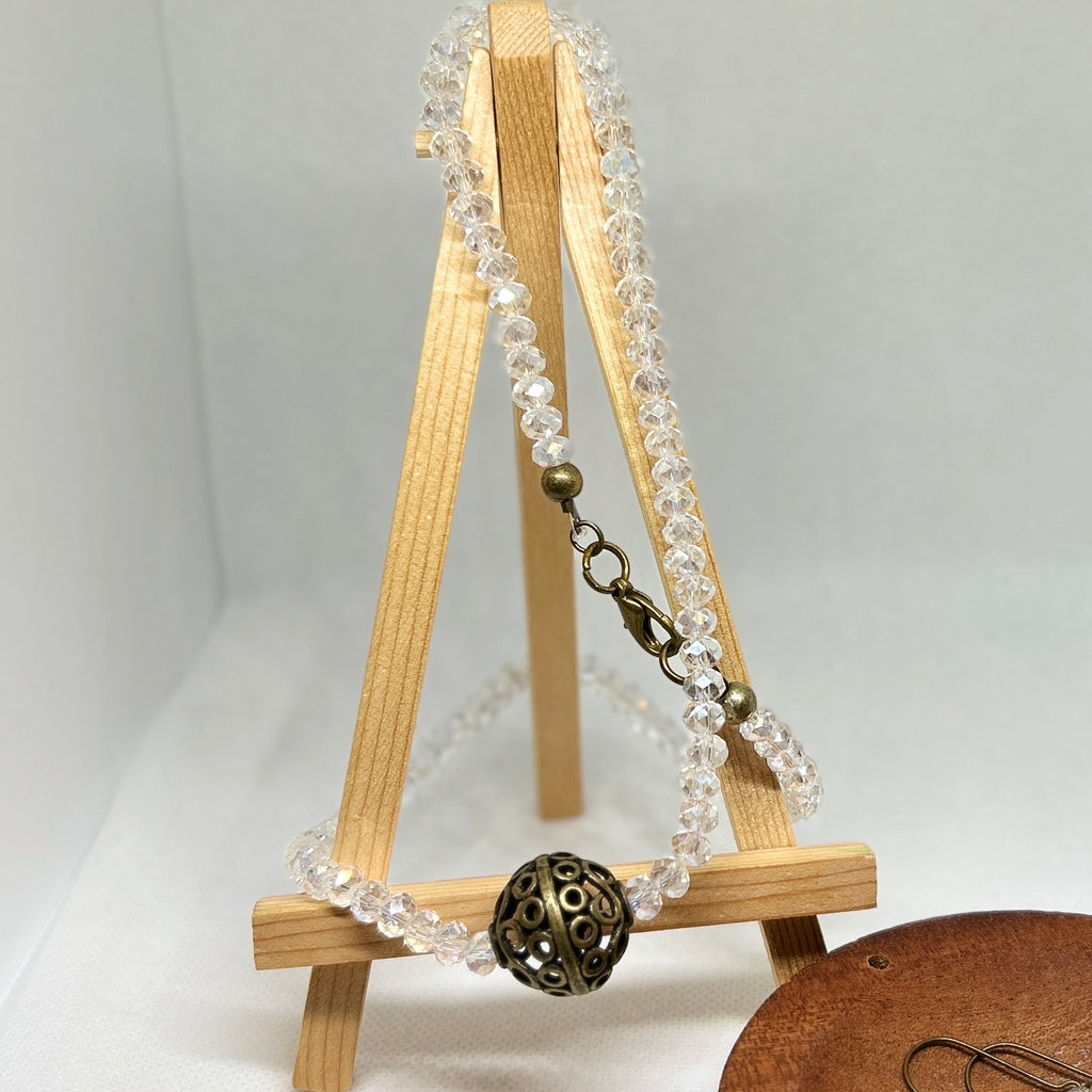 Vintage Clear Crystal & Filigree Sphere Jewelry Set