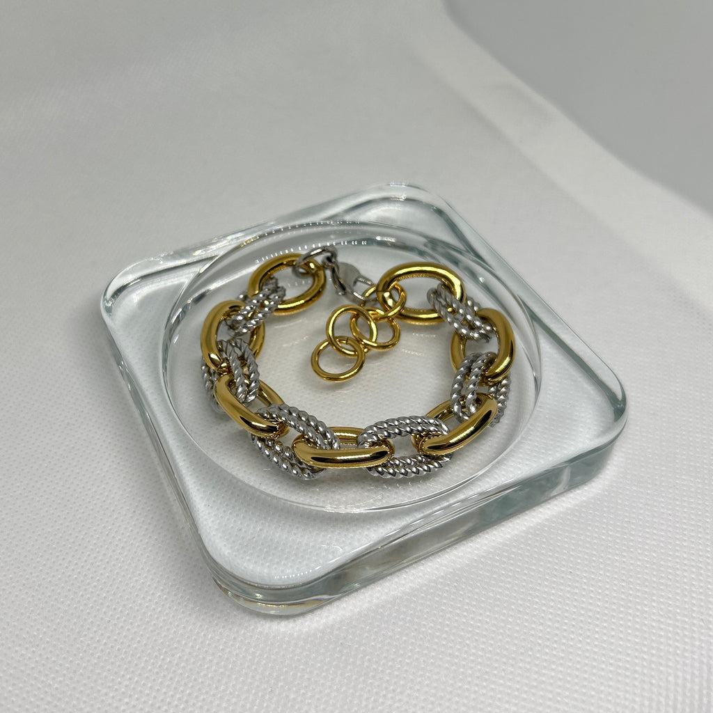 Mixed Metal Twisted Rope Chain Bracelet