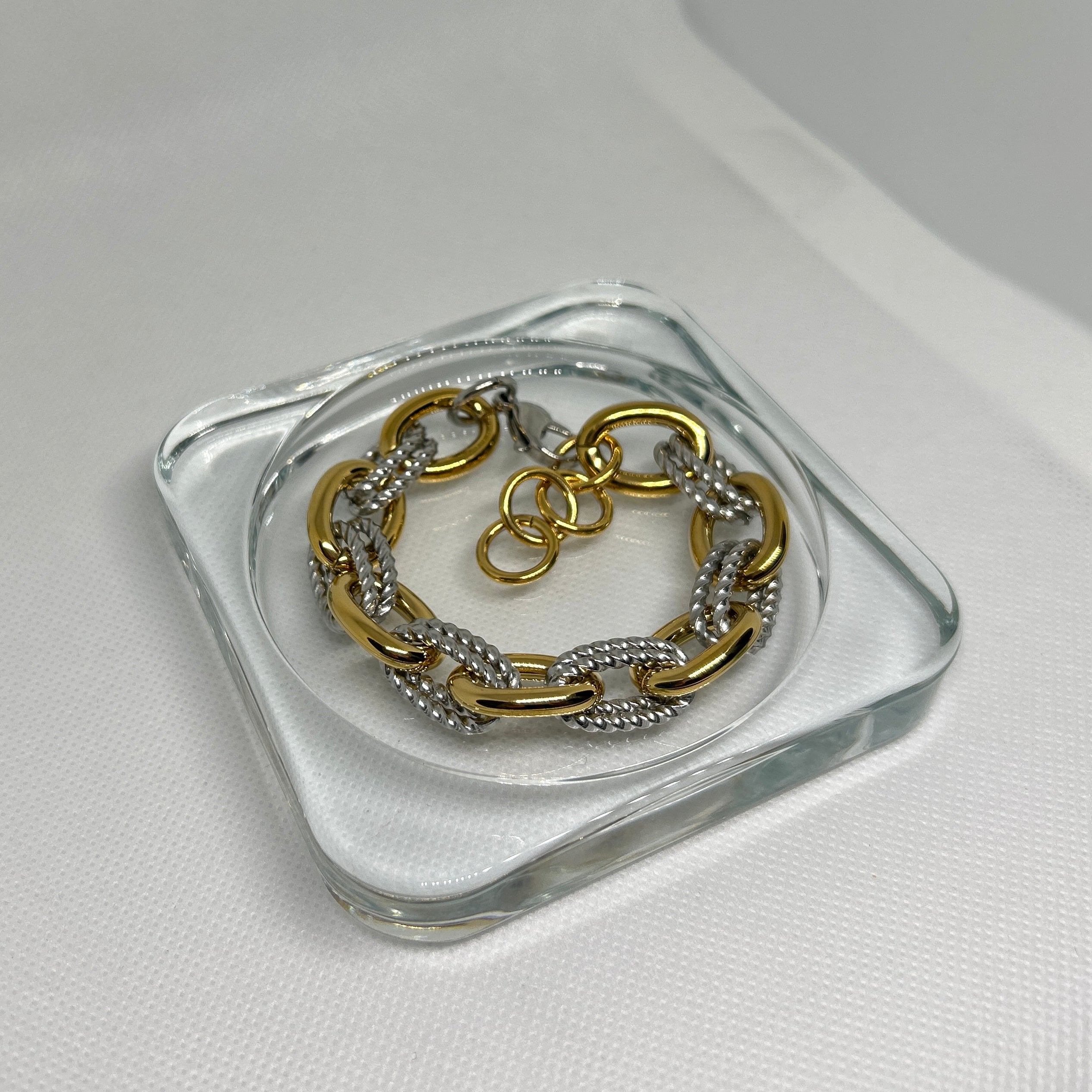 Mixed Metal Twisted Rope Chain Bracelet