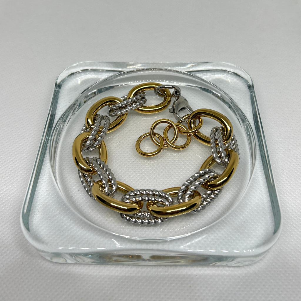 Mixed Metal Twisted Rope Chain Bracelet