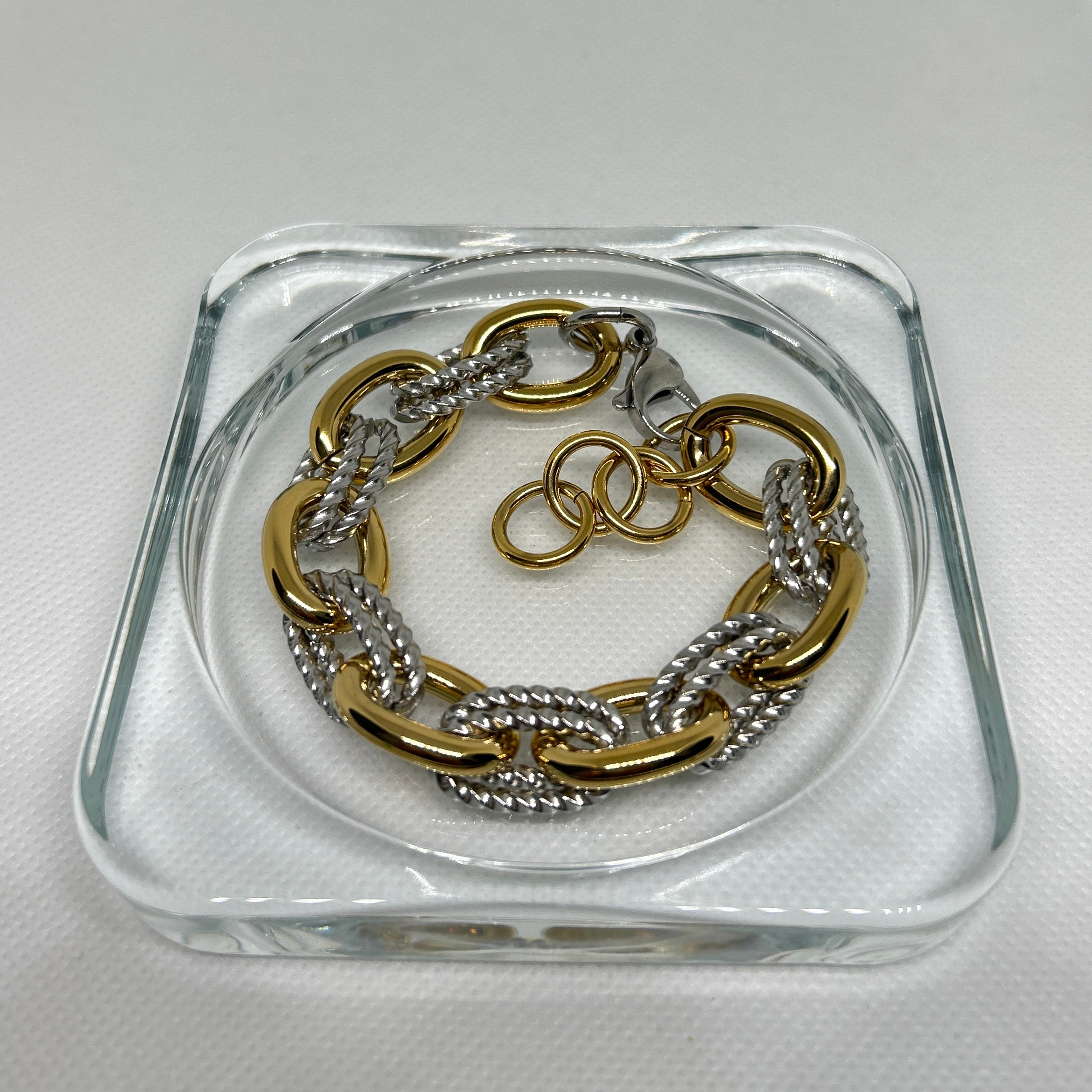 Mixed Metal Twisted Rope Chain Bracelet