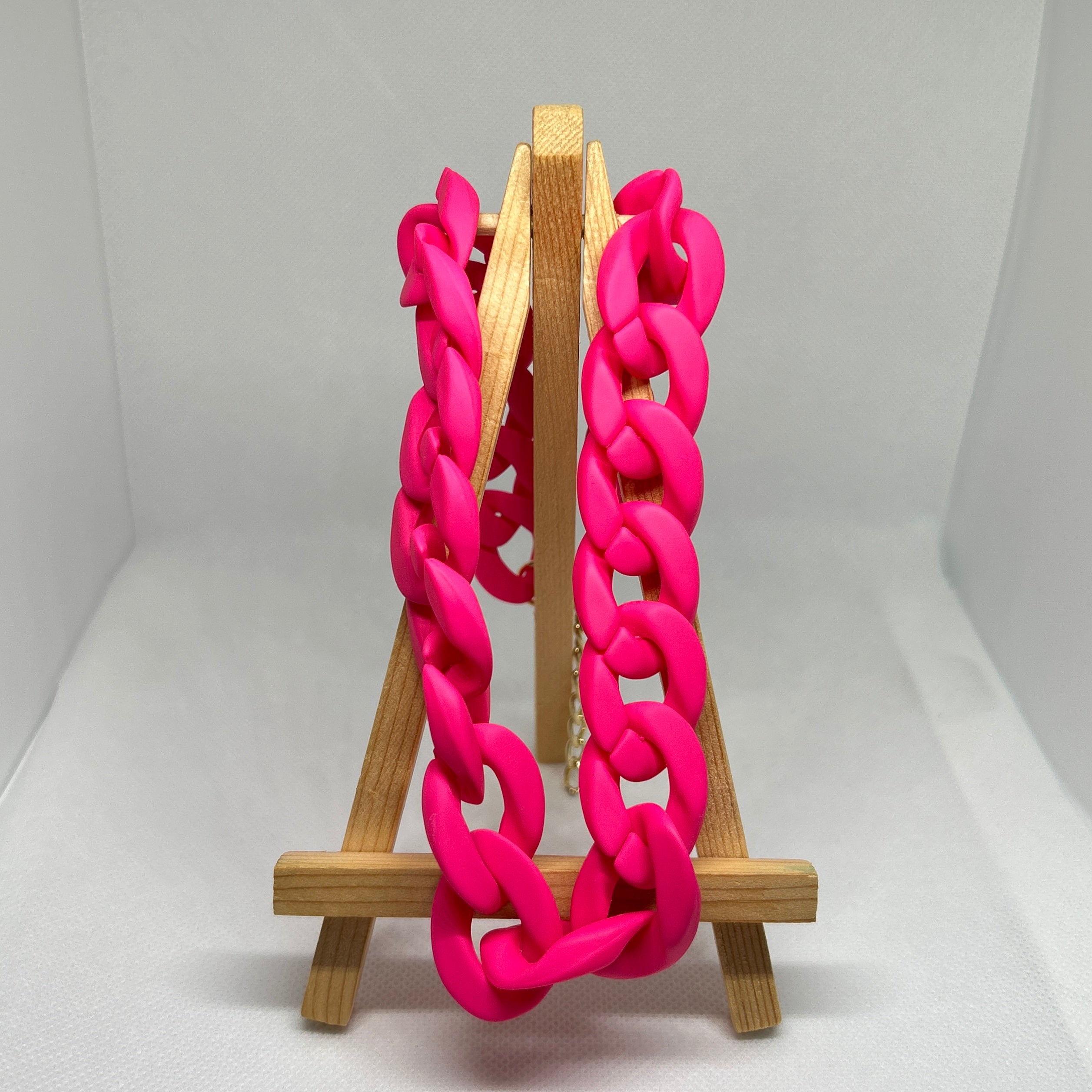 Matte Neon Pink Chunky Chain Necklace