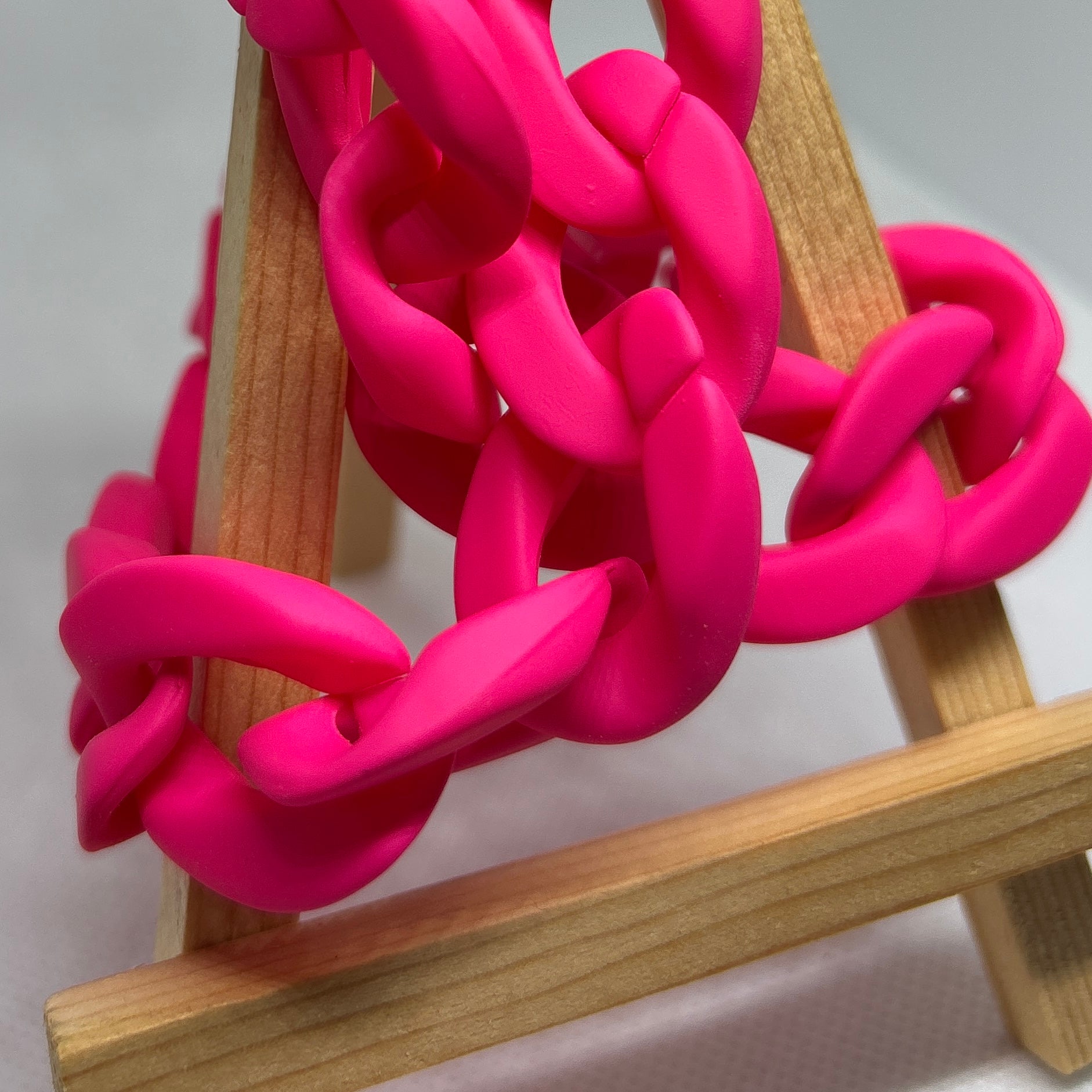 Matte Neon Pink Chunky Chain Necklace