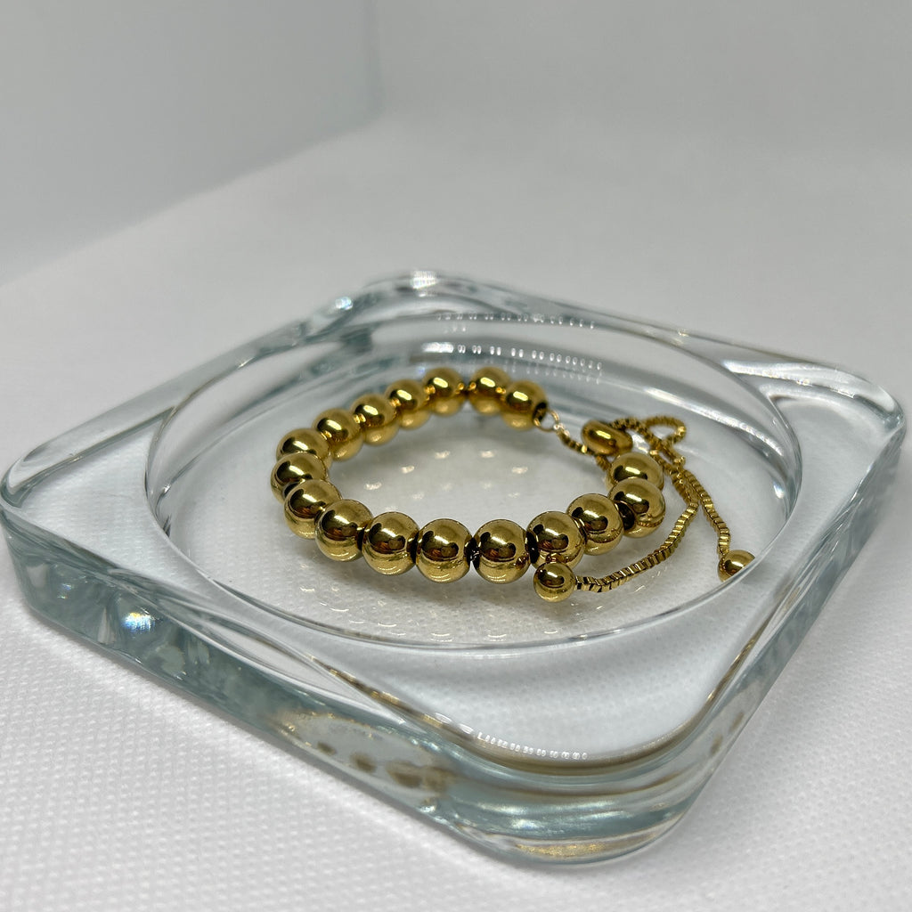 Gold Bead Adjustable Bolo Bracelet