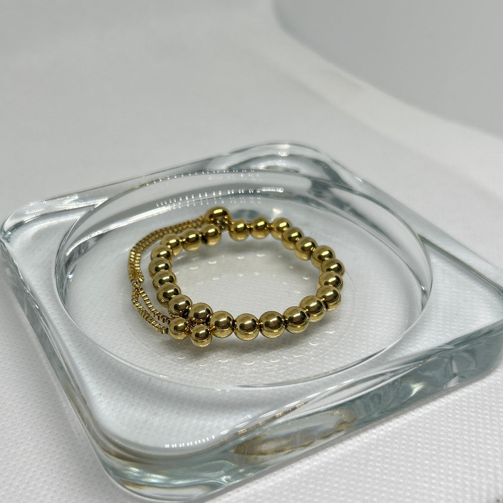 Gold Bead Adjustable Bolo Bracelet