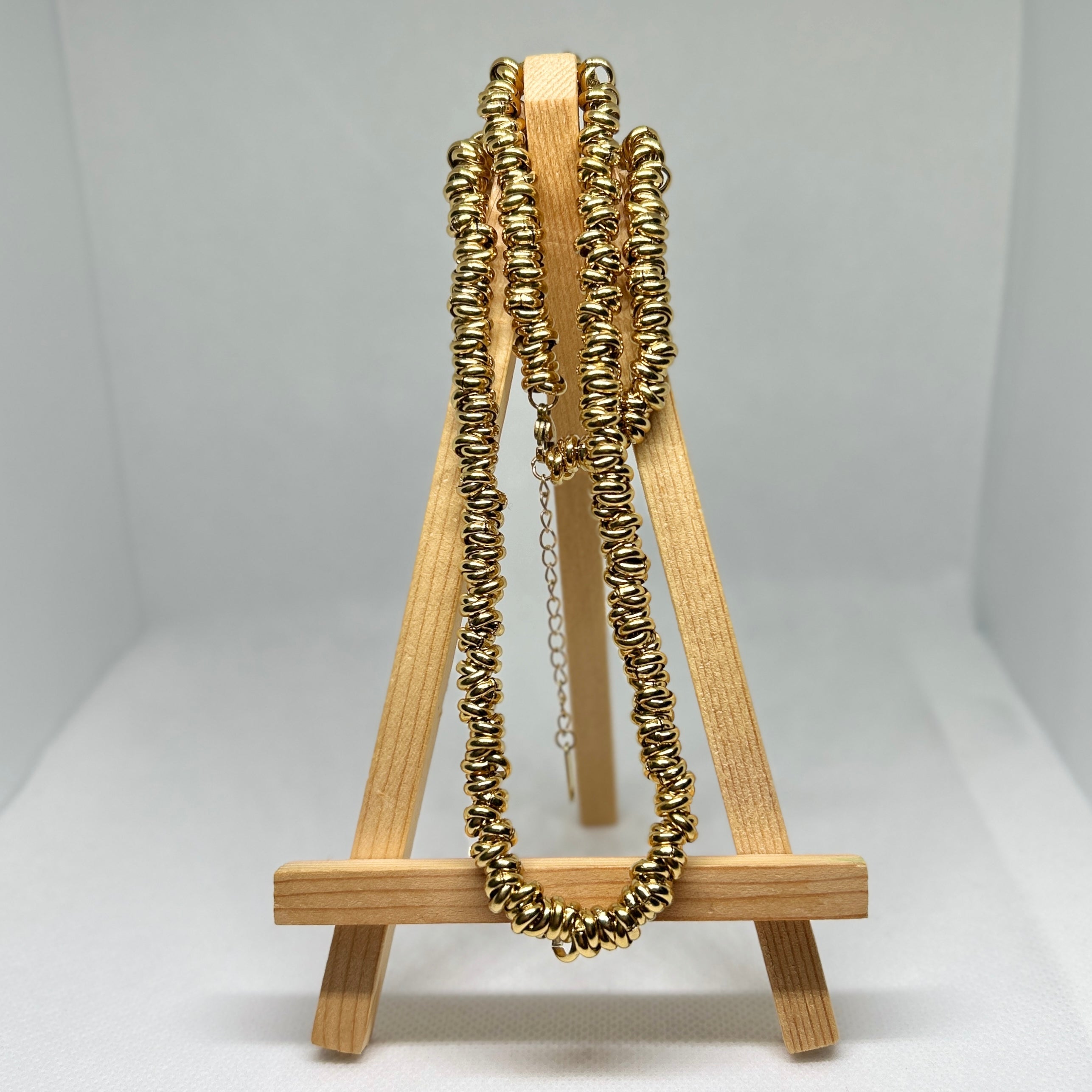 Chunky Gold Ring Link Necklace & Bracelet Set