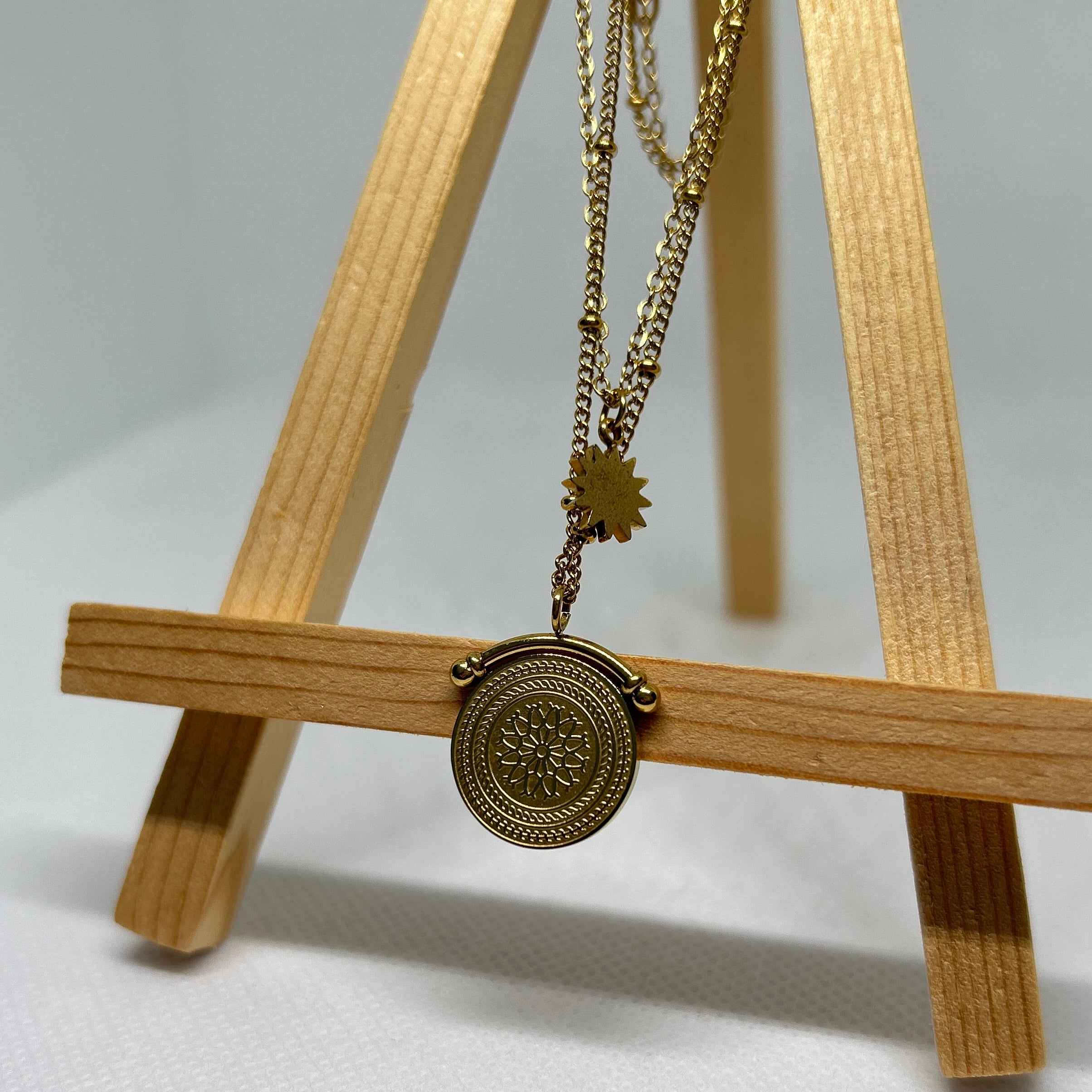 Celestial Mandala Coin Pendant Necklace
