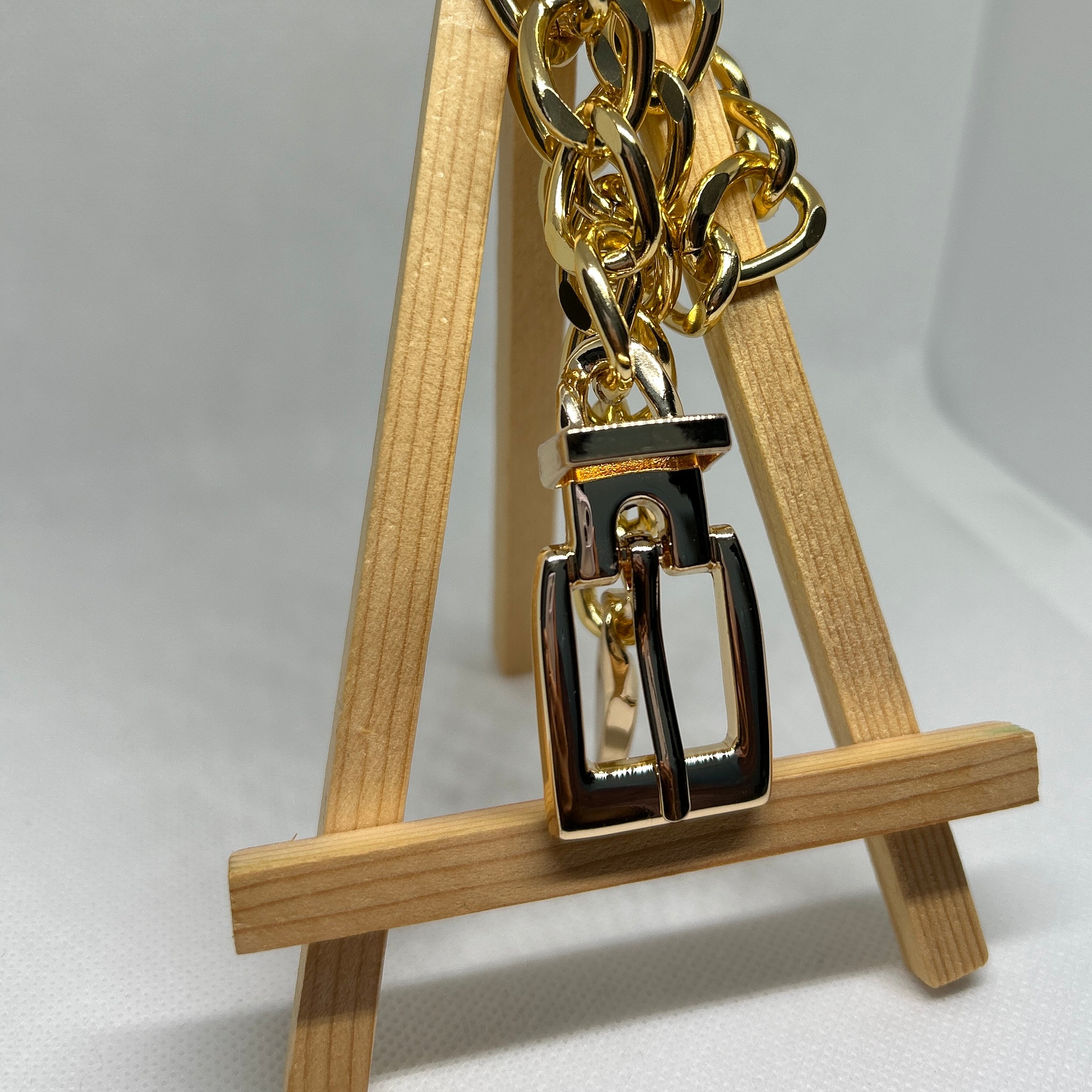 Bold Gold Buckle Chain Belt Statement Necklace