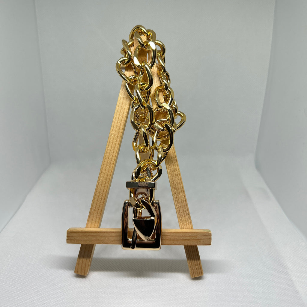Bold Gold Buckle Chain Belt Statement Necklace