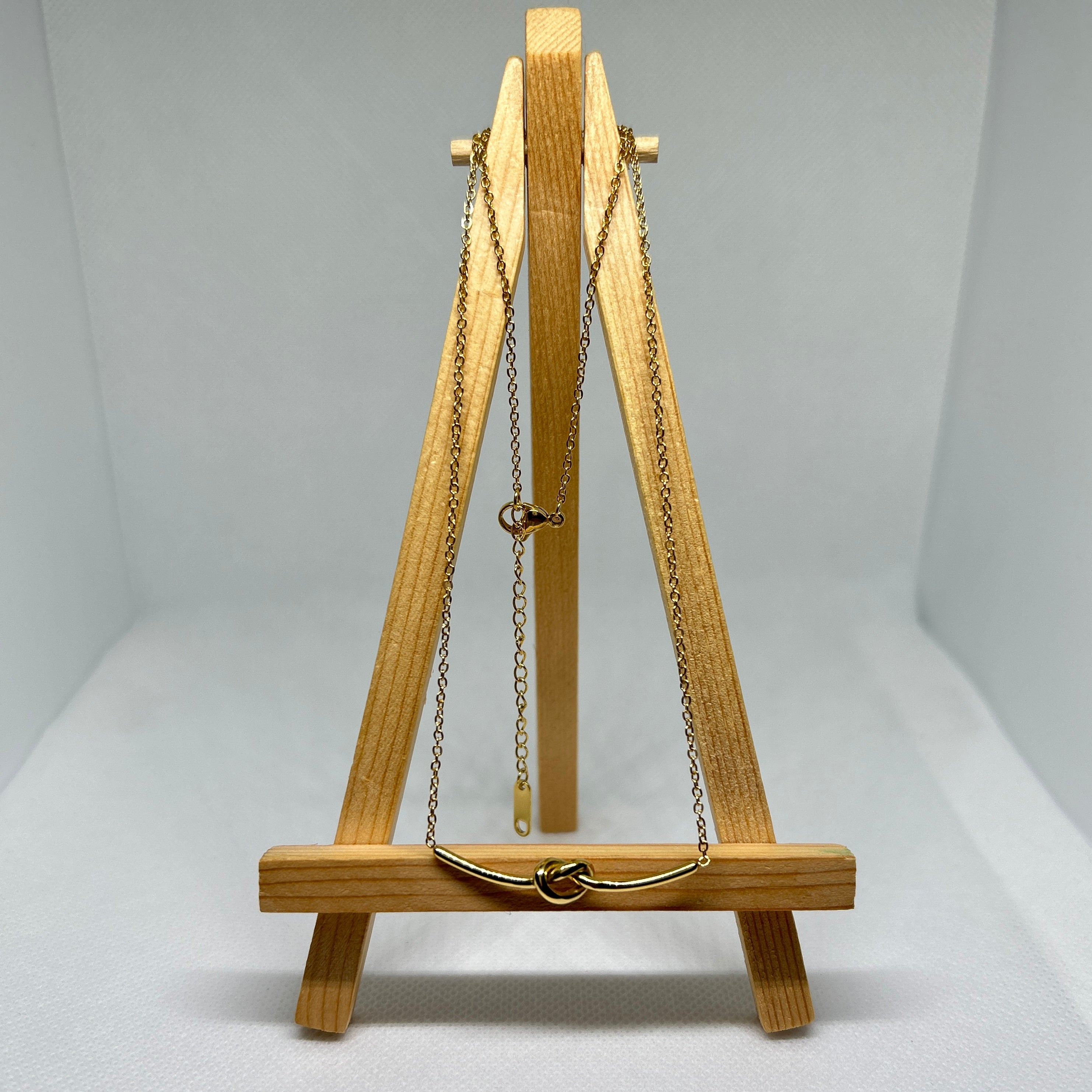 Gold Bar Knot Necklace