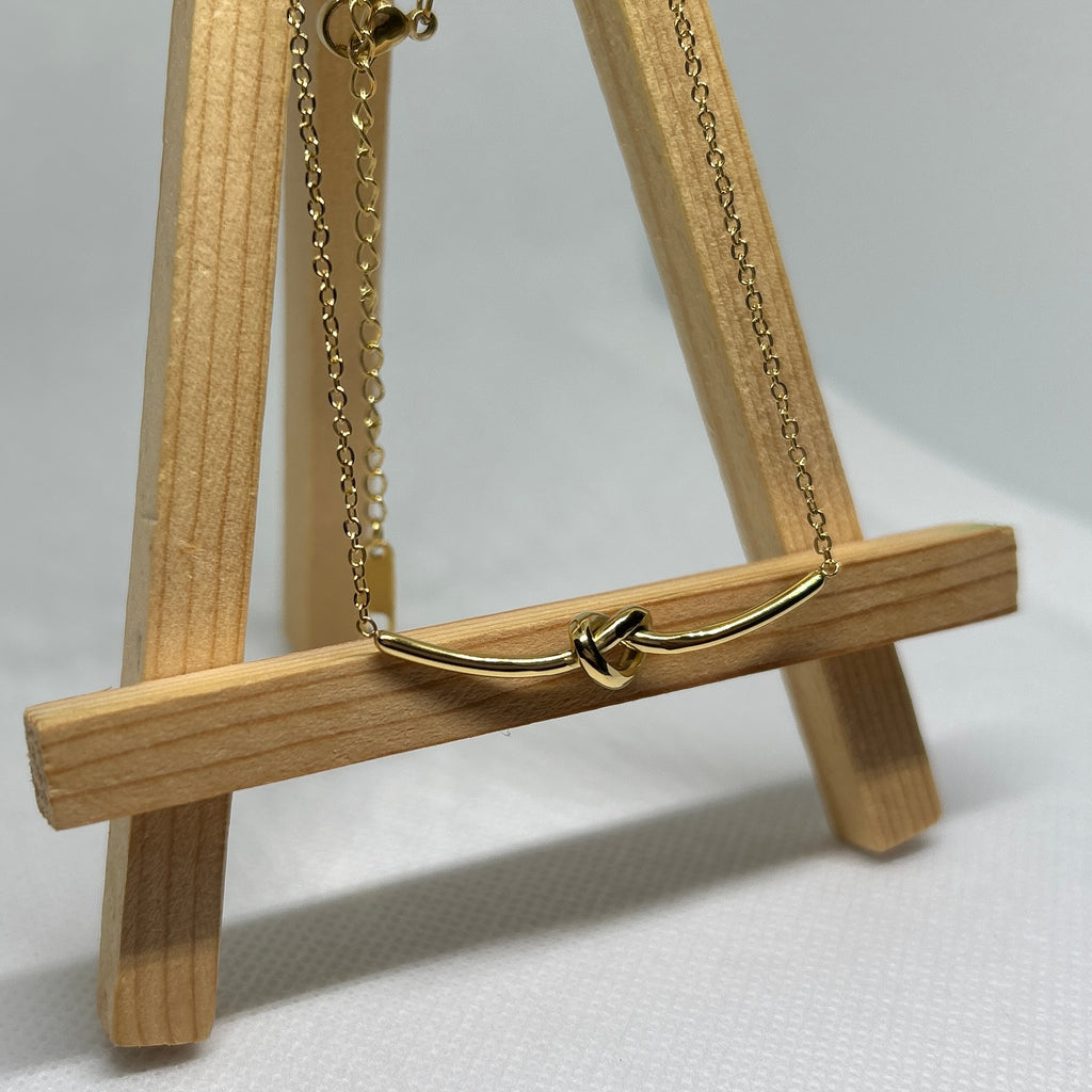 Gold Bar Knot Necklace