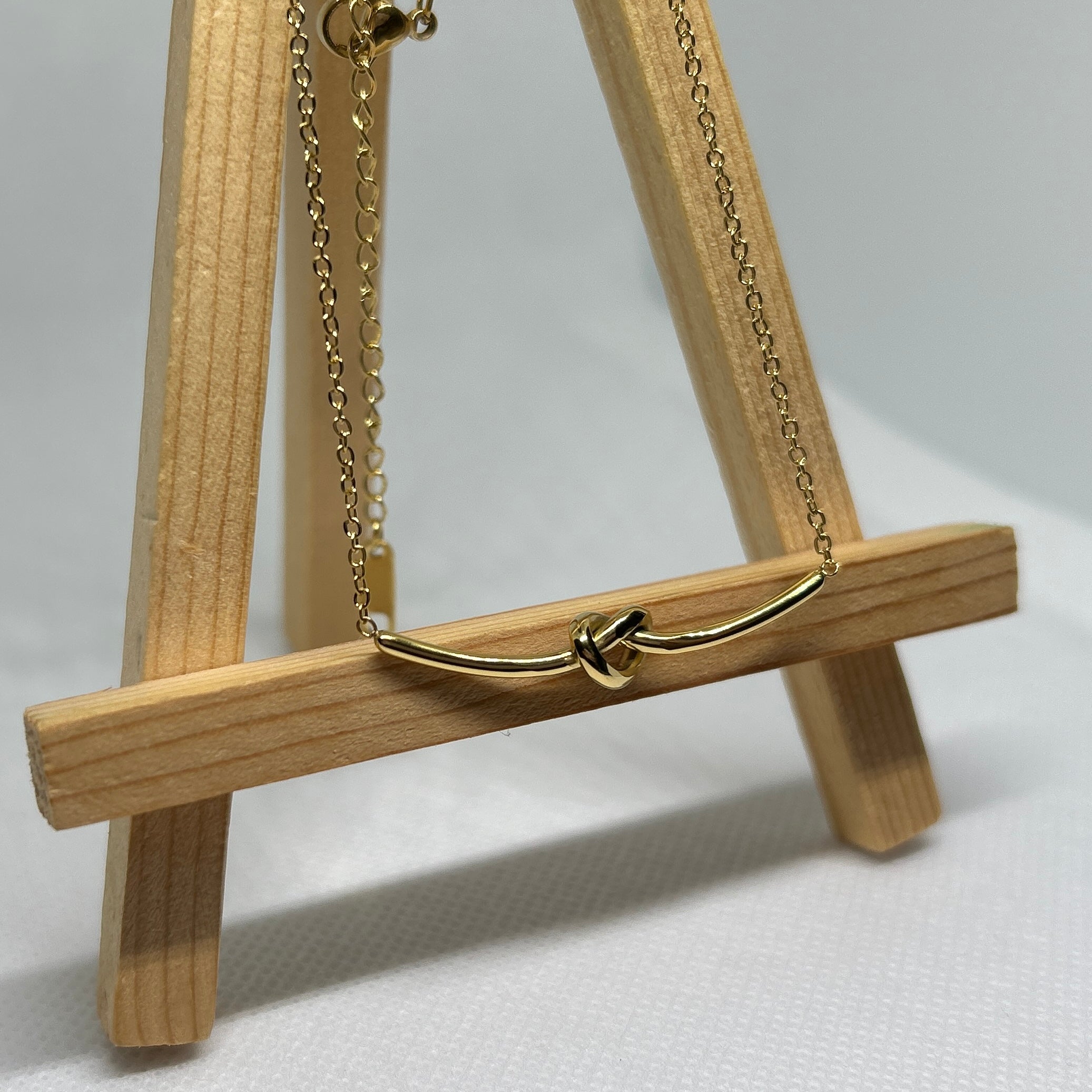 Gold Bar Knot Necklace