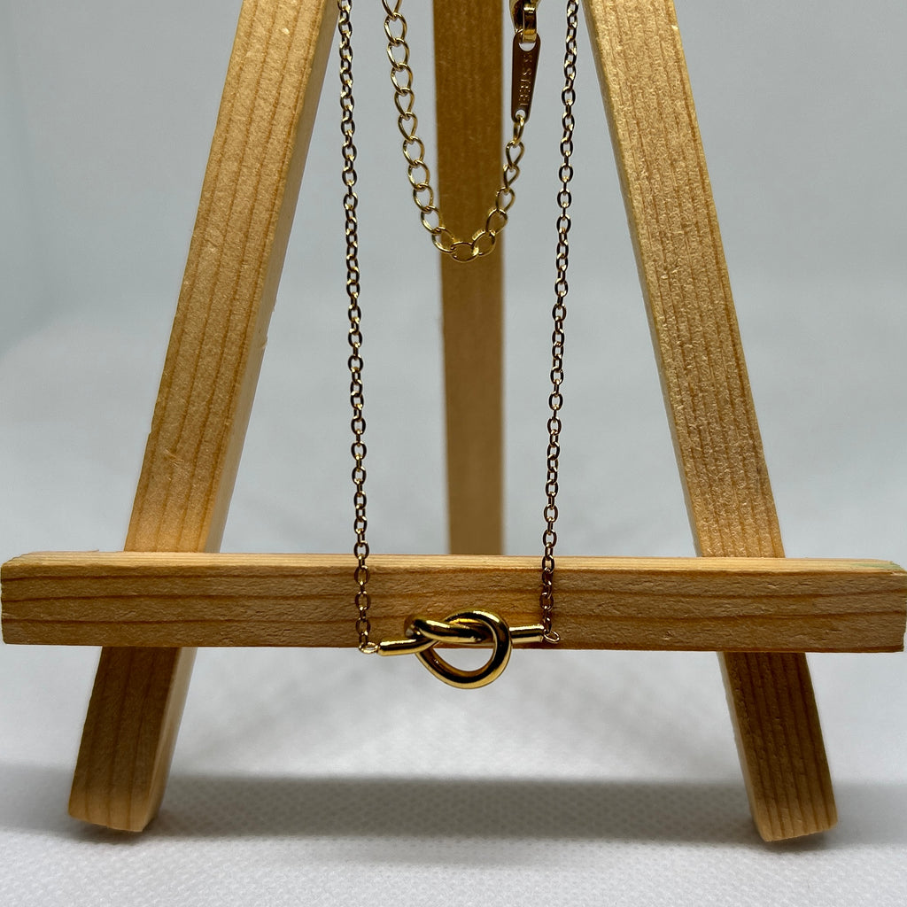 Gold Knot Charm Necklace (Dainty)
