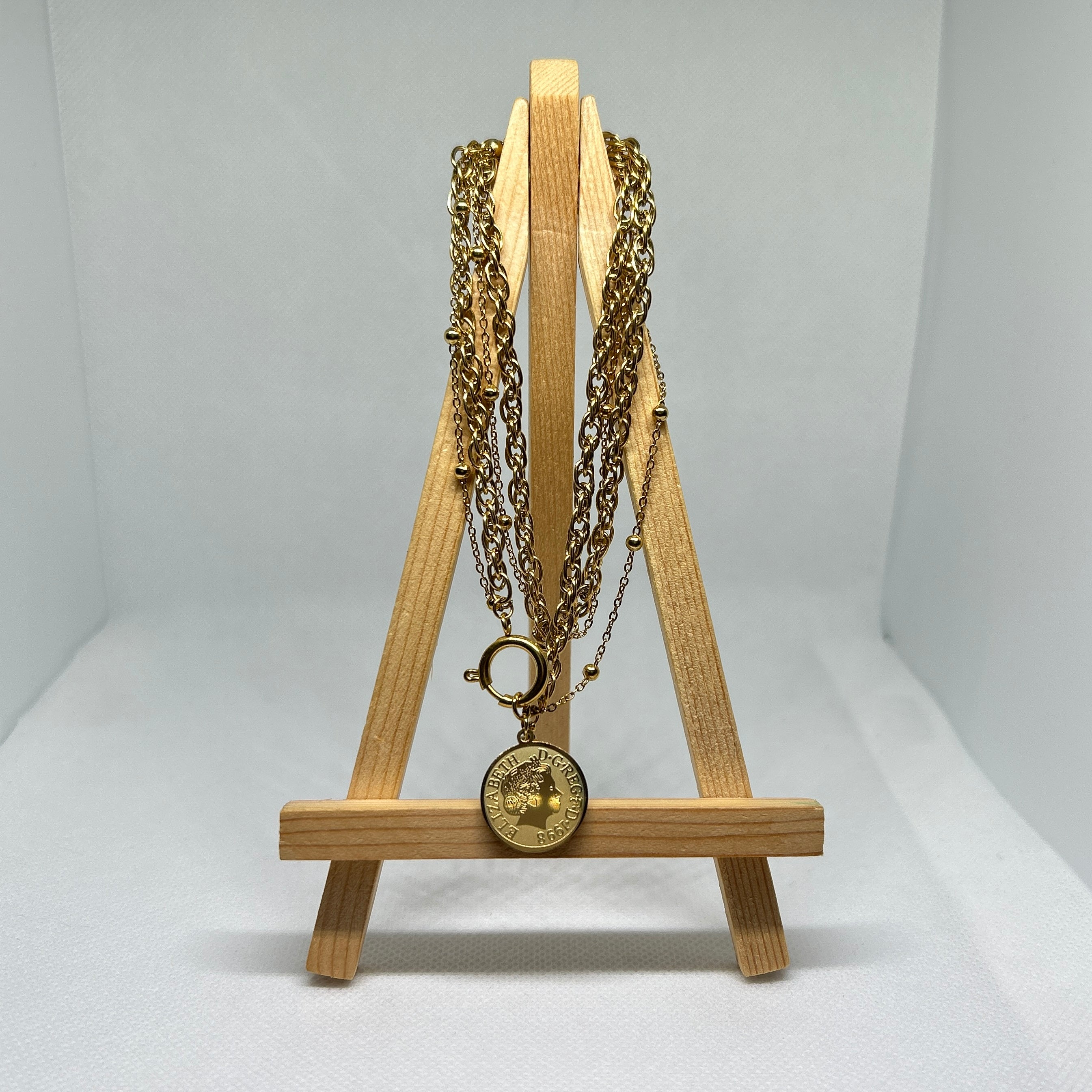 Gold Multi Layer Coin Necklace