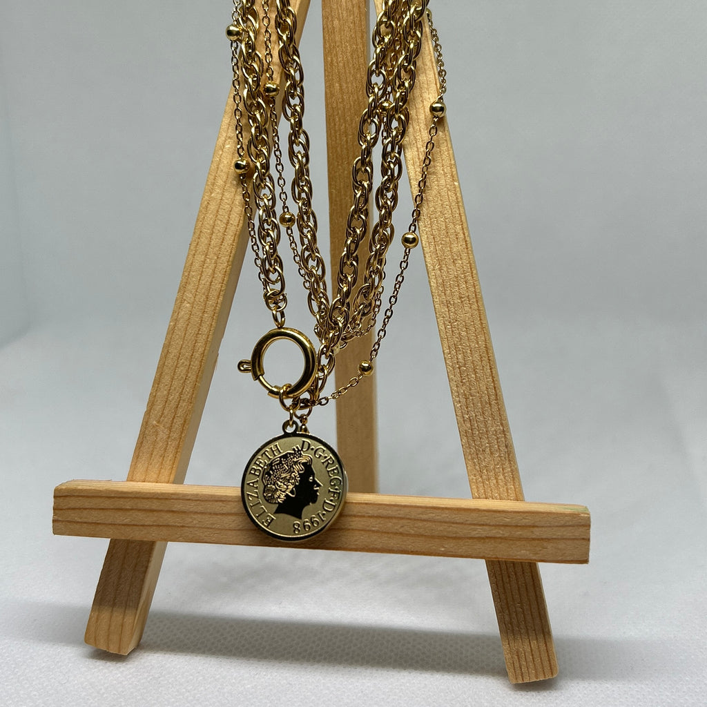 Gold Multi Layer Coin Necklace