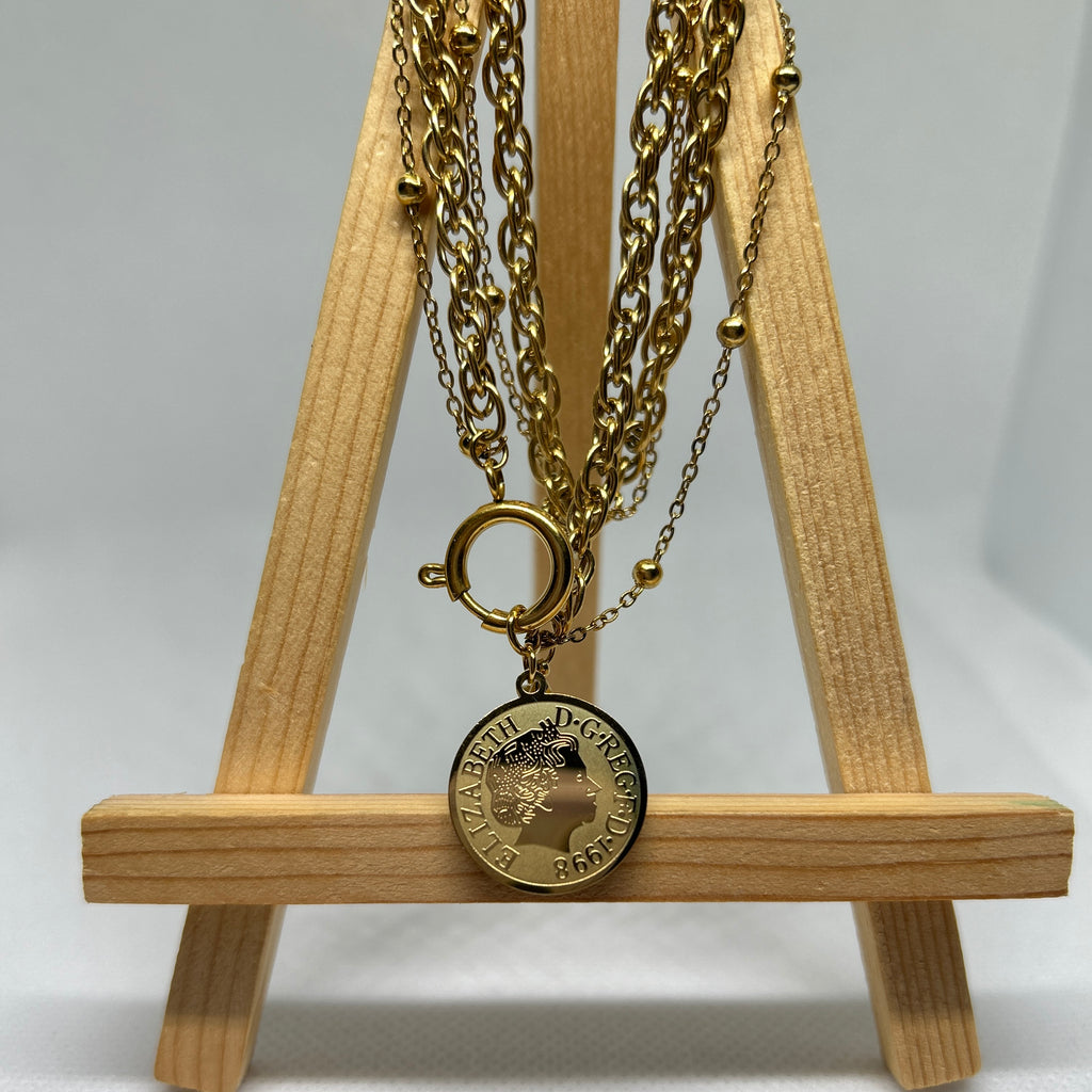 Gold Multi Layer Coin Necklace