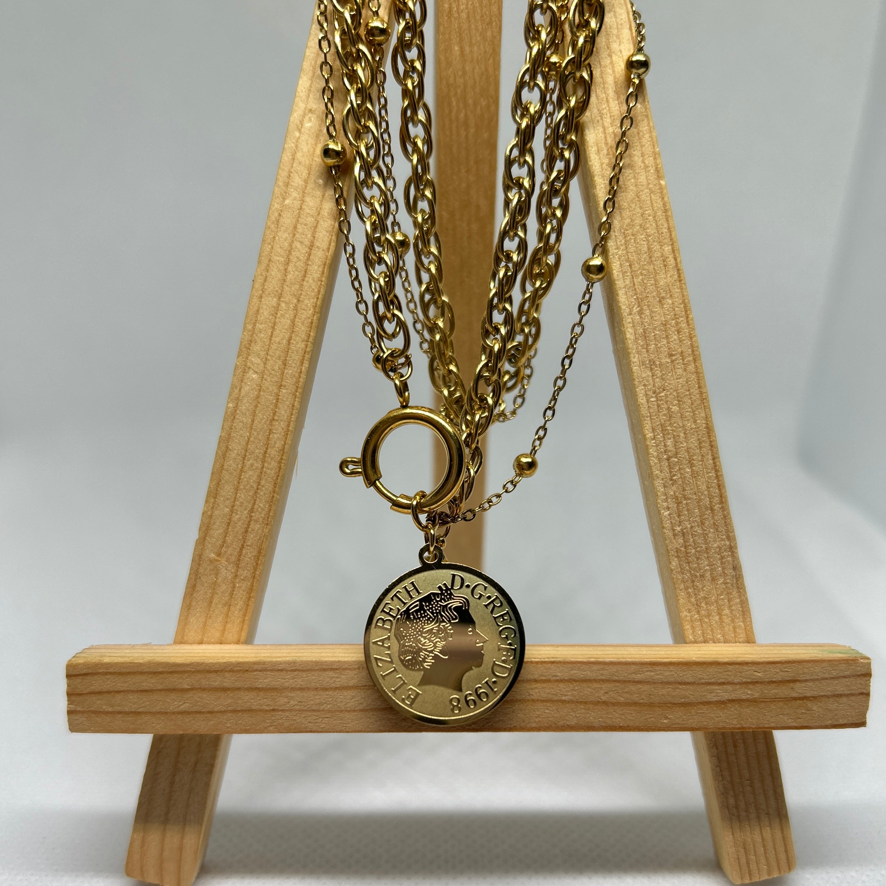 Gold Multi Layer Coin Necklace