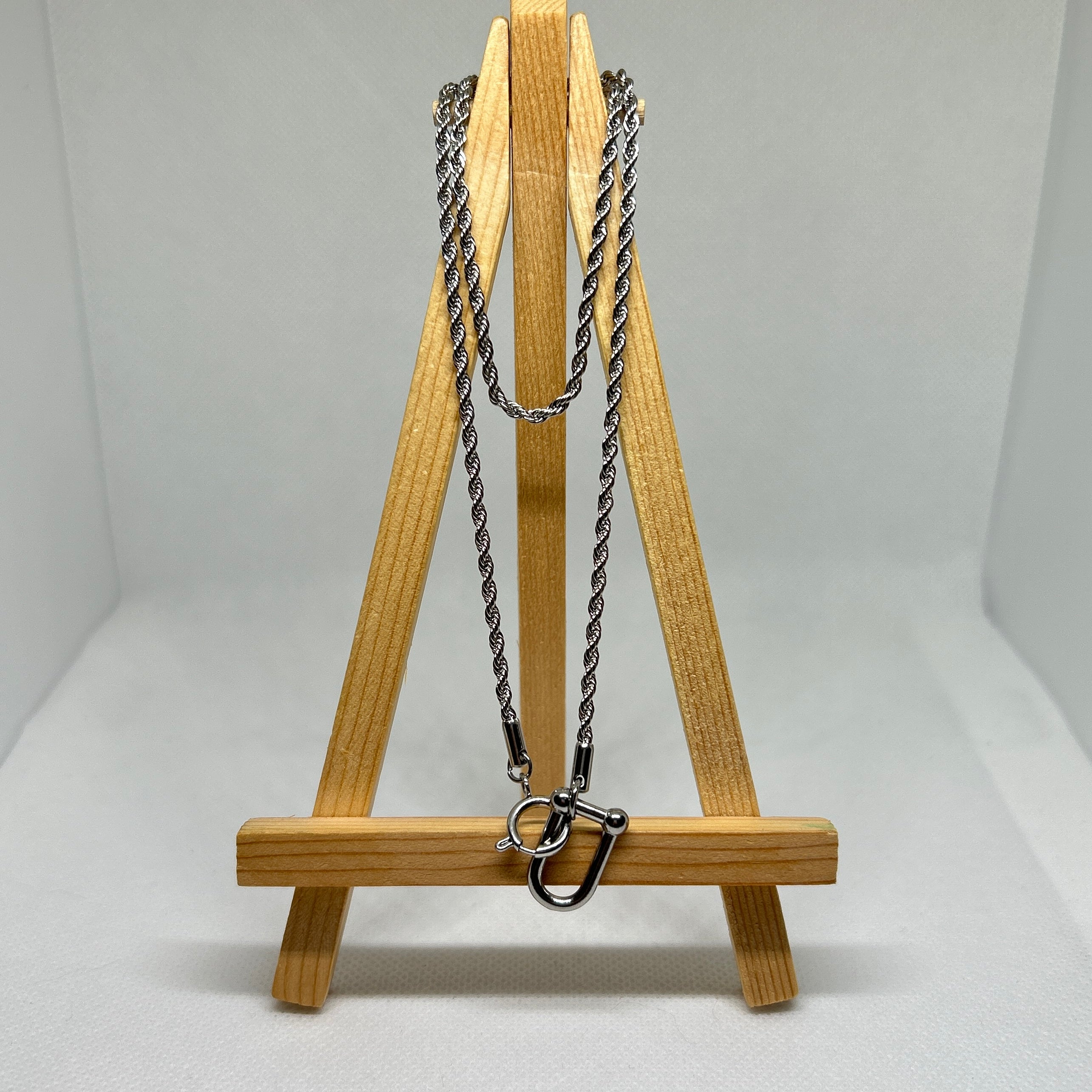 Silver Industrial U-Link Rope Chain Necklace