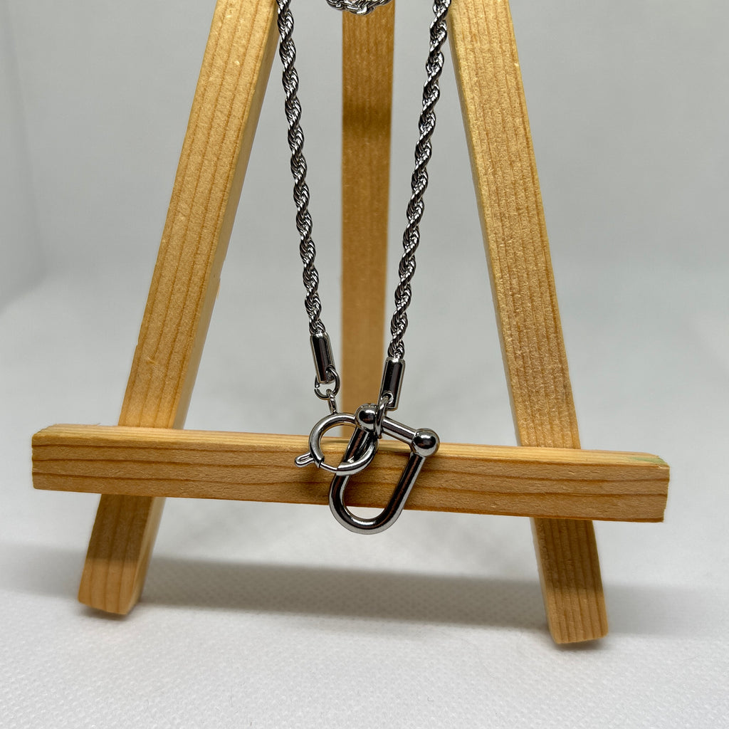 Silver Industrial U-Link Rope Chain Necklace